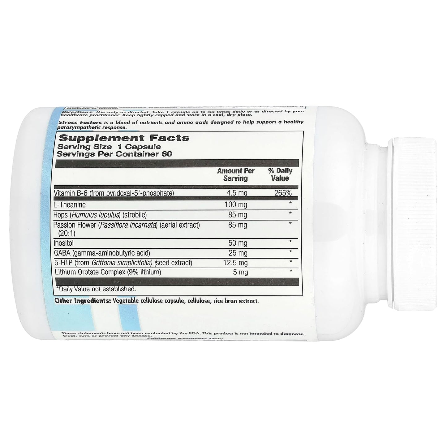 Nutra Biogenesis Stress Factors: GABA & L-Theanine Calm Support โ 60 Veggie Capsules