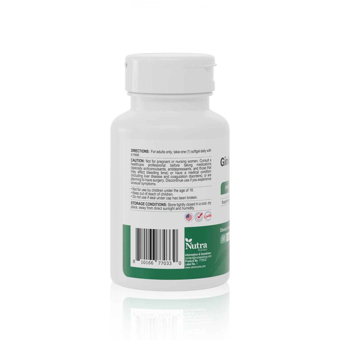 Nutra Nutrition Ginkgo Biloba 80 mg โ Cognitive Support & Memory