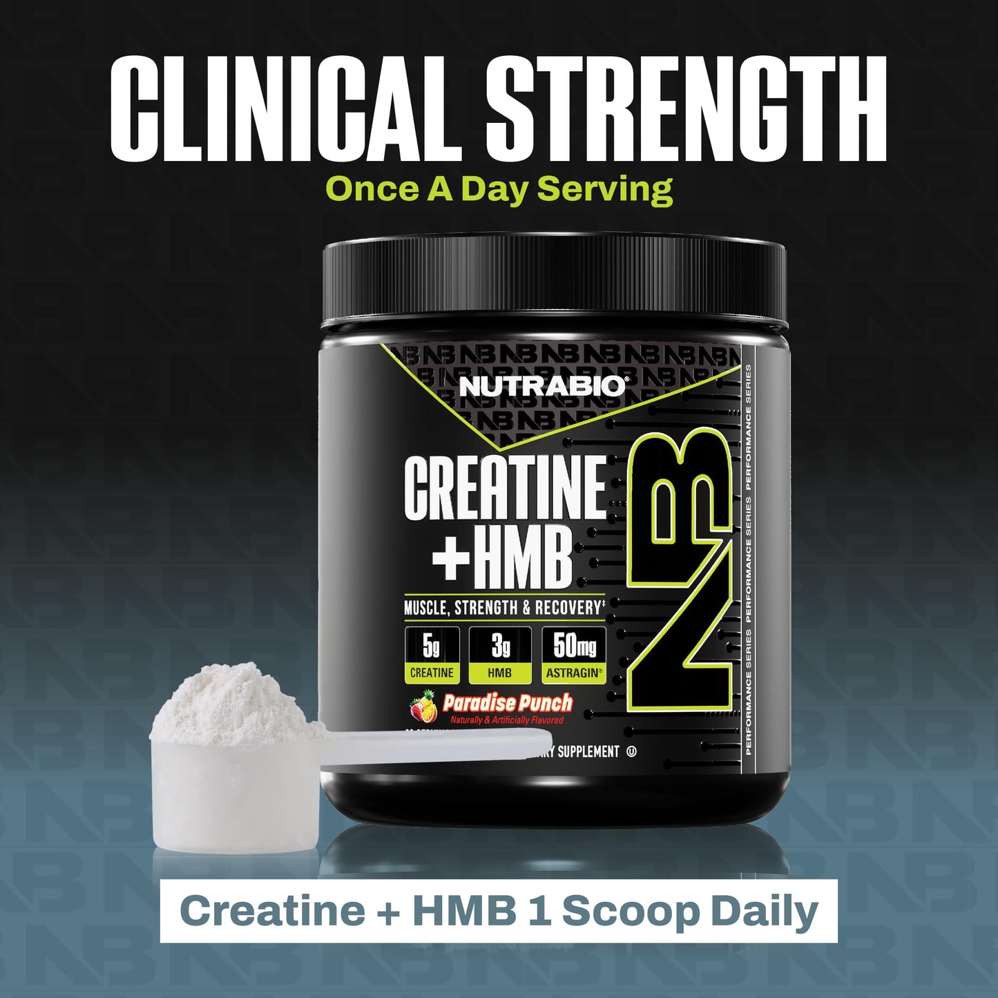NutraBio Creatine + HMB Powder β Creatine Monohydrate + HMB (Paradise Punch) 30 Servings
