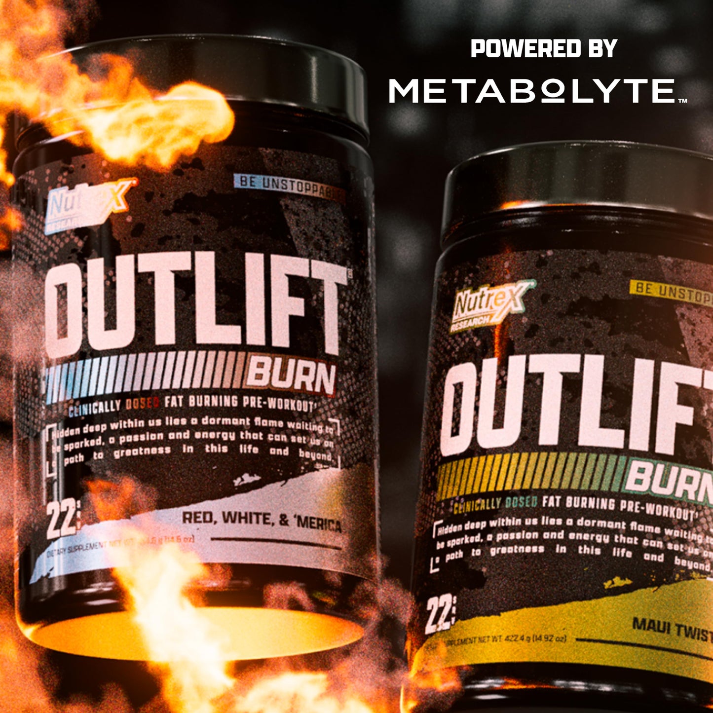 Nutrex Outlift Burn Pre-Workout Maui Twist โ 22 Servings | Metabolyte, L-Citrulline & Caffeine