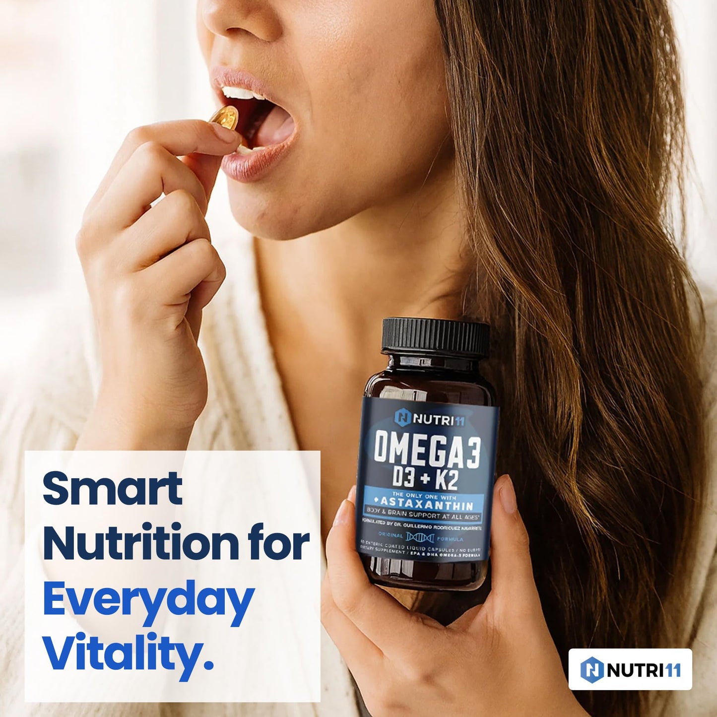 Nutri11 Omega-3 with D3, K2 & Astaxanthin β Enteric Coated (60 Caps)