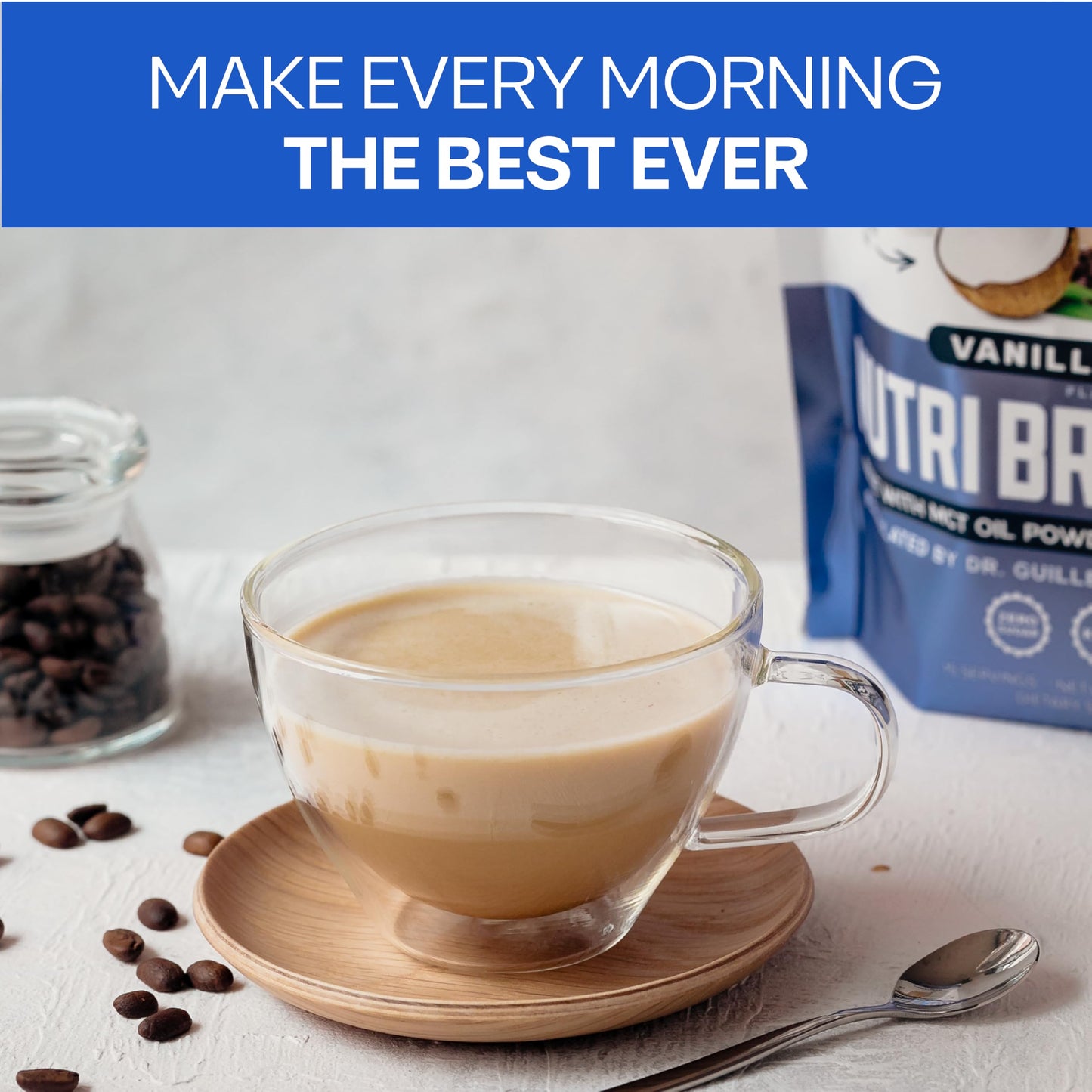 NutriBreakfast by Nutrillermo โ Keto Protein Collagen Powder with MCT Oil, Coffee (15.9 oz)