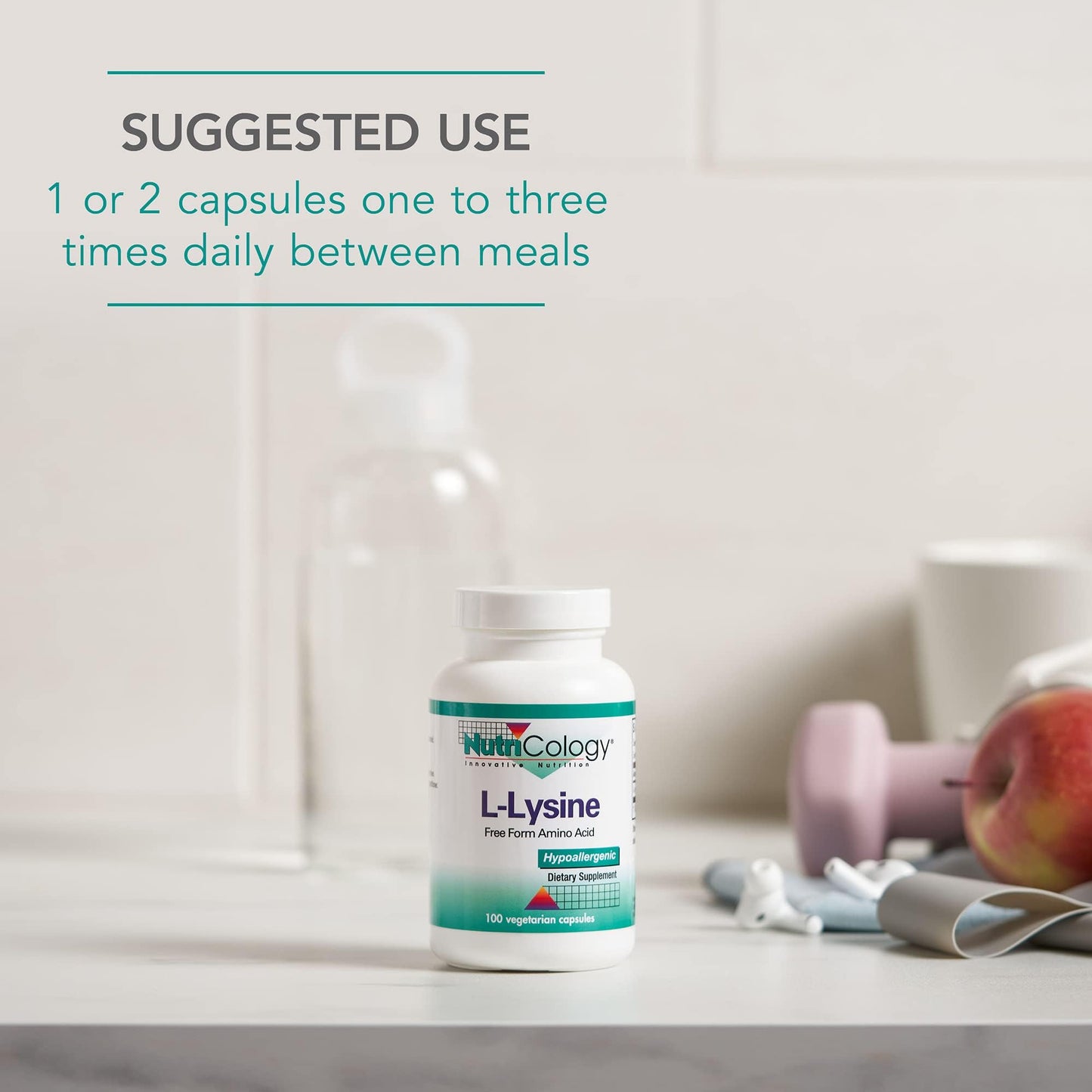 Nutricology L-Lysine 500mg โ Immune Support, Free Form Amino Acid, Vegetarian Capsules 100 Count