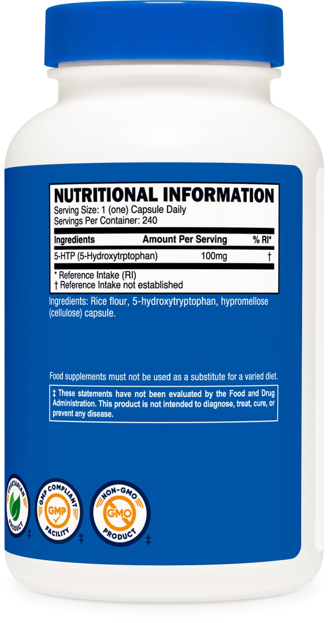 Nutricost 5-HTP 100mg | 240 Vegetarian Capsules (5-Hydroxytryptophan) - Non-GMO & Gluten Free