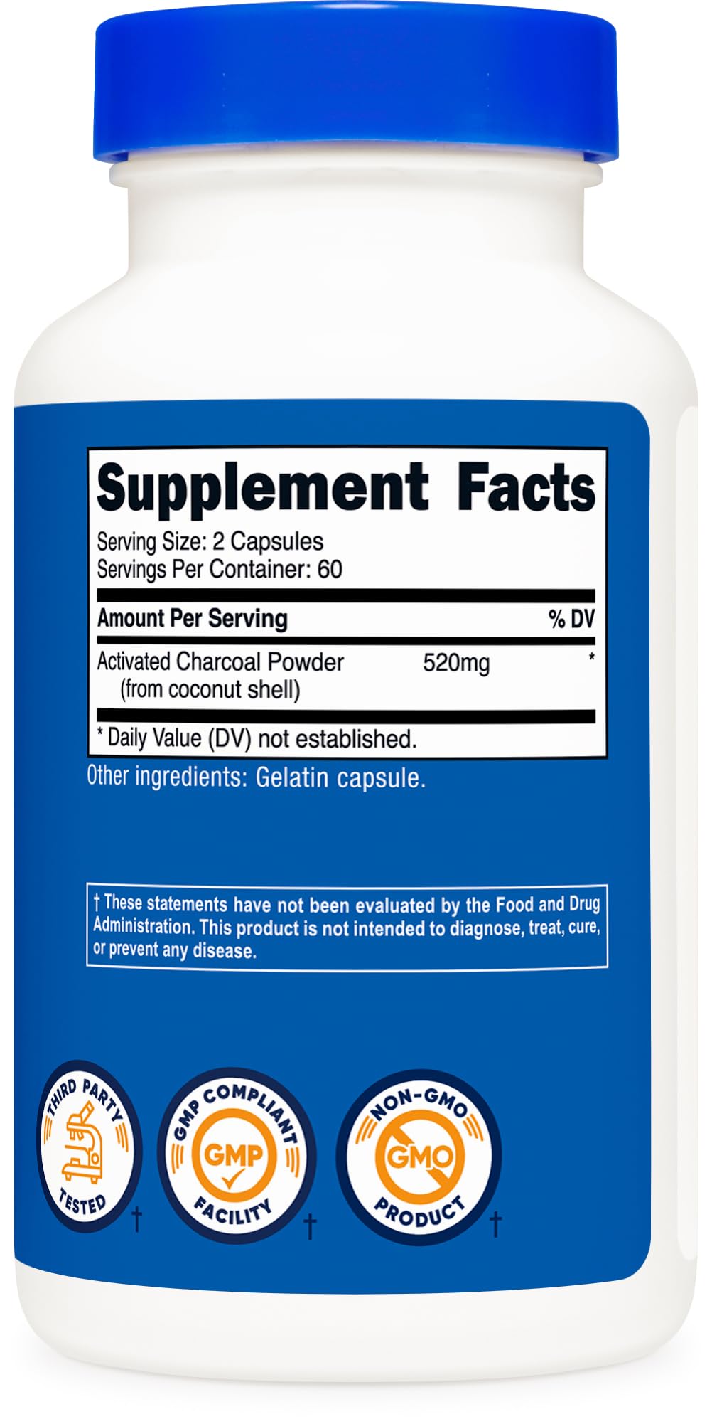 Nutricost Activated Charcoal 520mg | 120 Capsules โ Non-GMO & Gluten Free