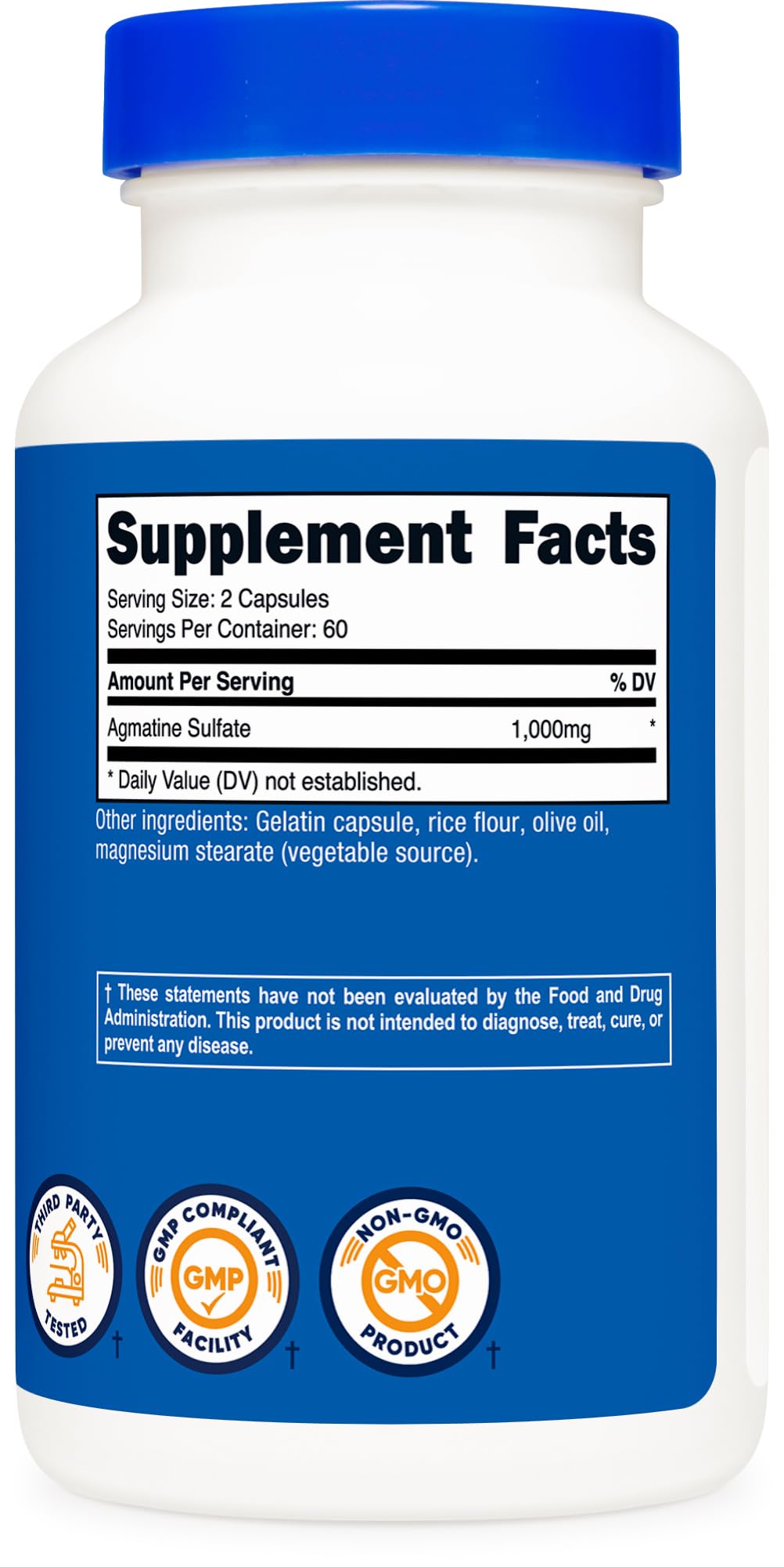 Nutricost Agmatine Sulfate 1000mg โ 120 Caps | Gluten Free, Non-GMO