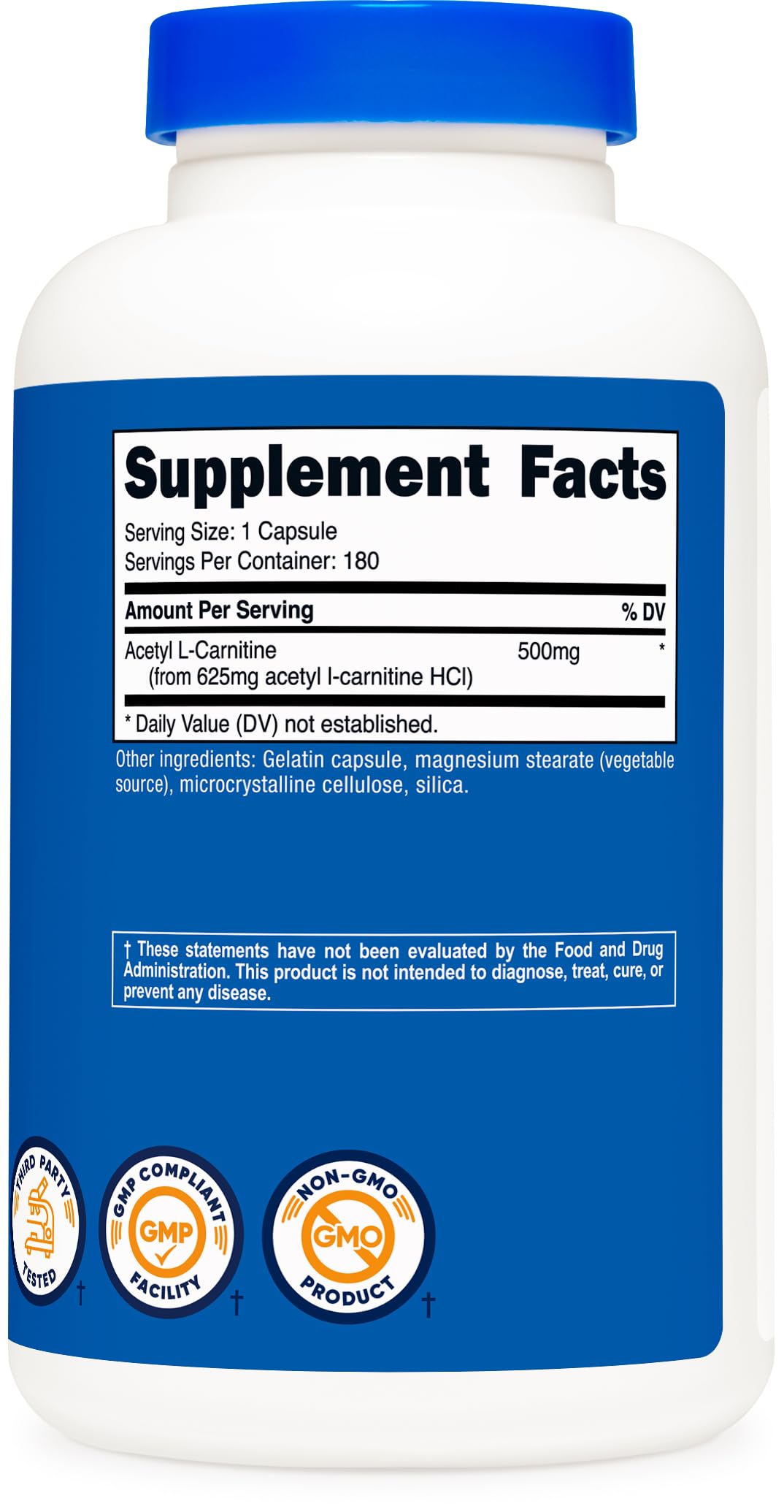 Nutricost Acetyl L-Carnitine (ALCAR) 500mg โ 180 Capsules, 180 Servings | Non-GMO & Gluten Free