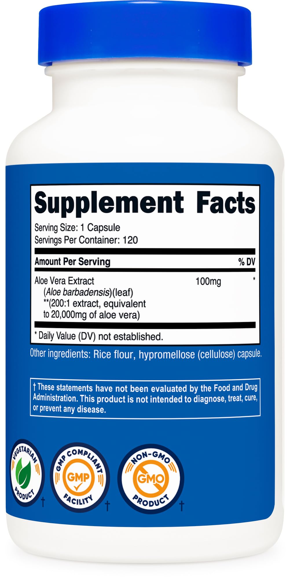 Nutricost Aloe Vera 20,000mg 100mg of 200:1 Extract โ 120 Vegetarian Capsules | Gluten Free, Non-GMO