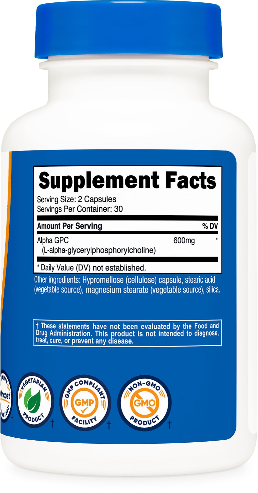 Nutricost Alpha GPC 600mg โ 60 Vegetarian Capsules | Non-GMO, Gluten Free