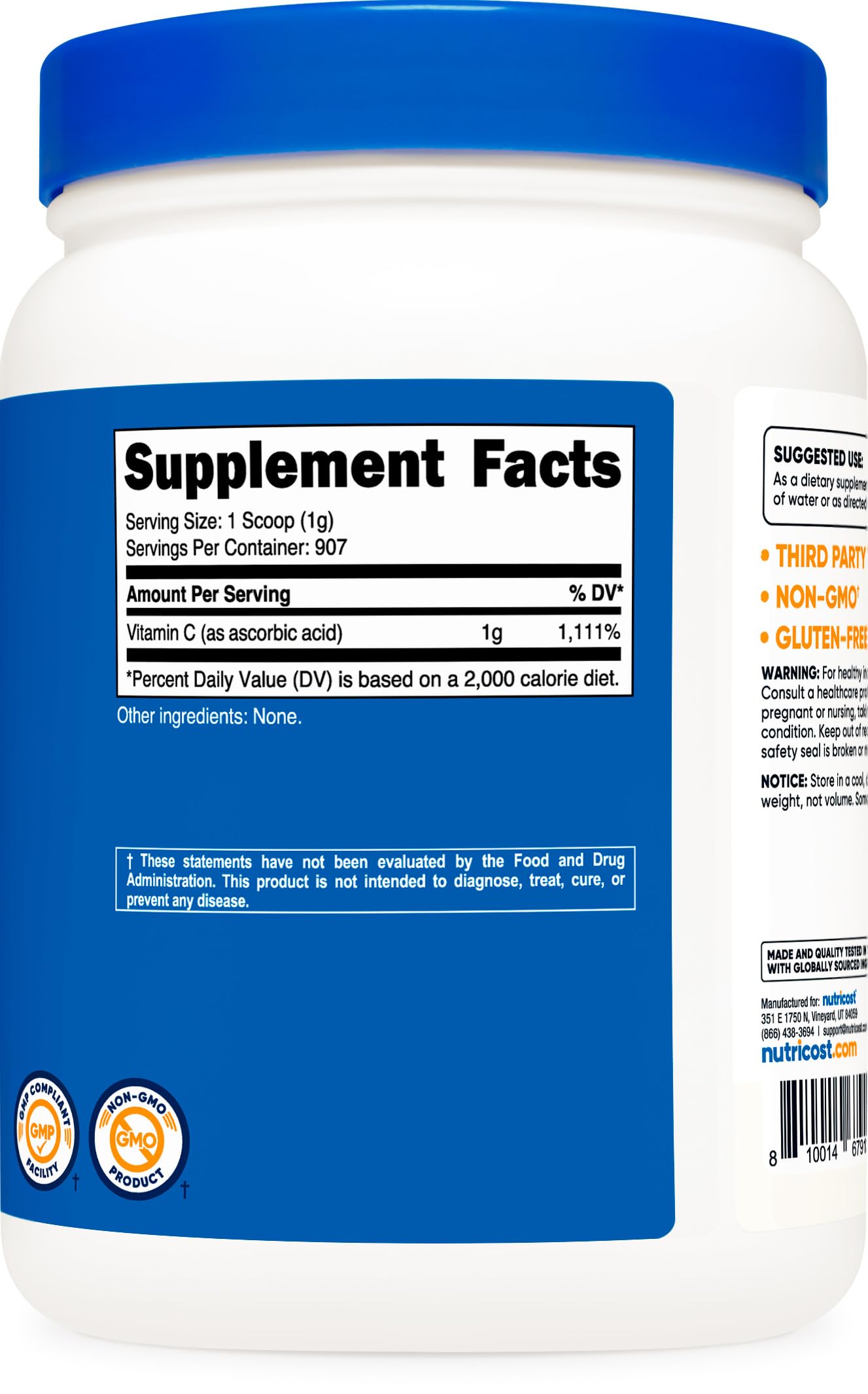 Nutricost Ascorbic Acid Powder (Vitamin C) - 2 LBS, Gluten Free, Non-GMO
