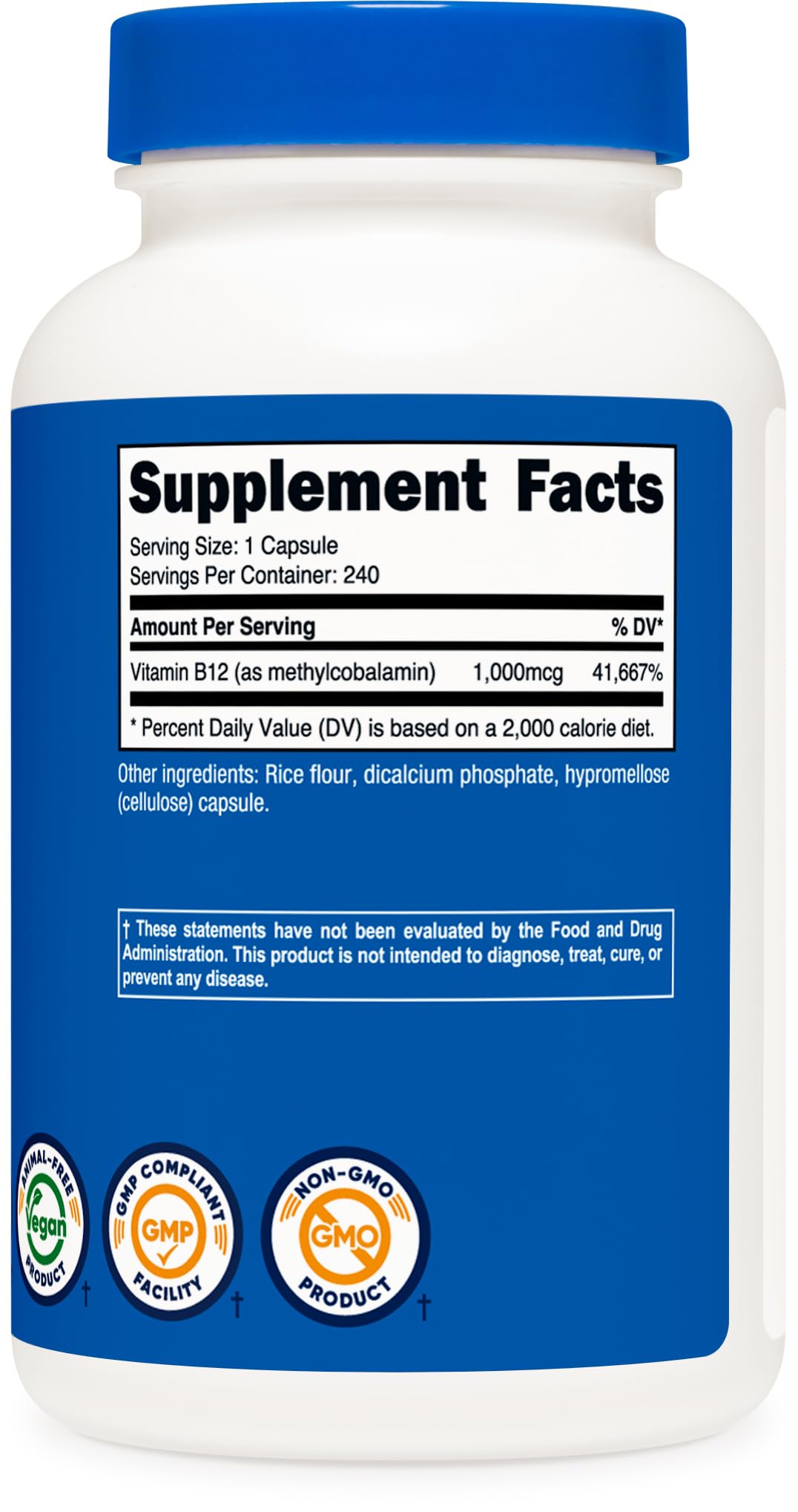 Nutricost B12 1000mcg Methylcobalamin โ 240 Capsules, Vegetarian