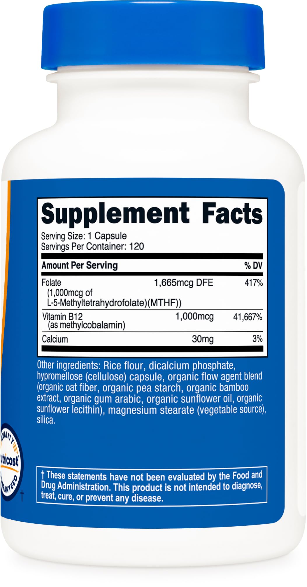 Nutricost Methylated B12 + Folate Supplement โ 120 Caps, 1000 mcg B12 + 1000 mcg Methyl Folate, Gluten-Free