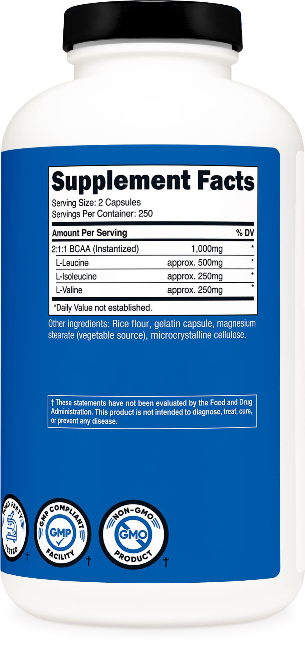 Nutricost BCAA 1000mg โ 500 Capsules | 2:1:1 BCAA Formula