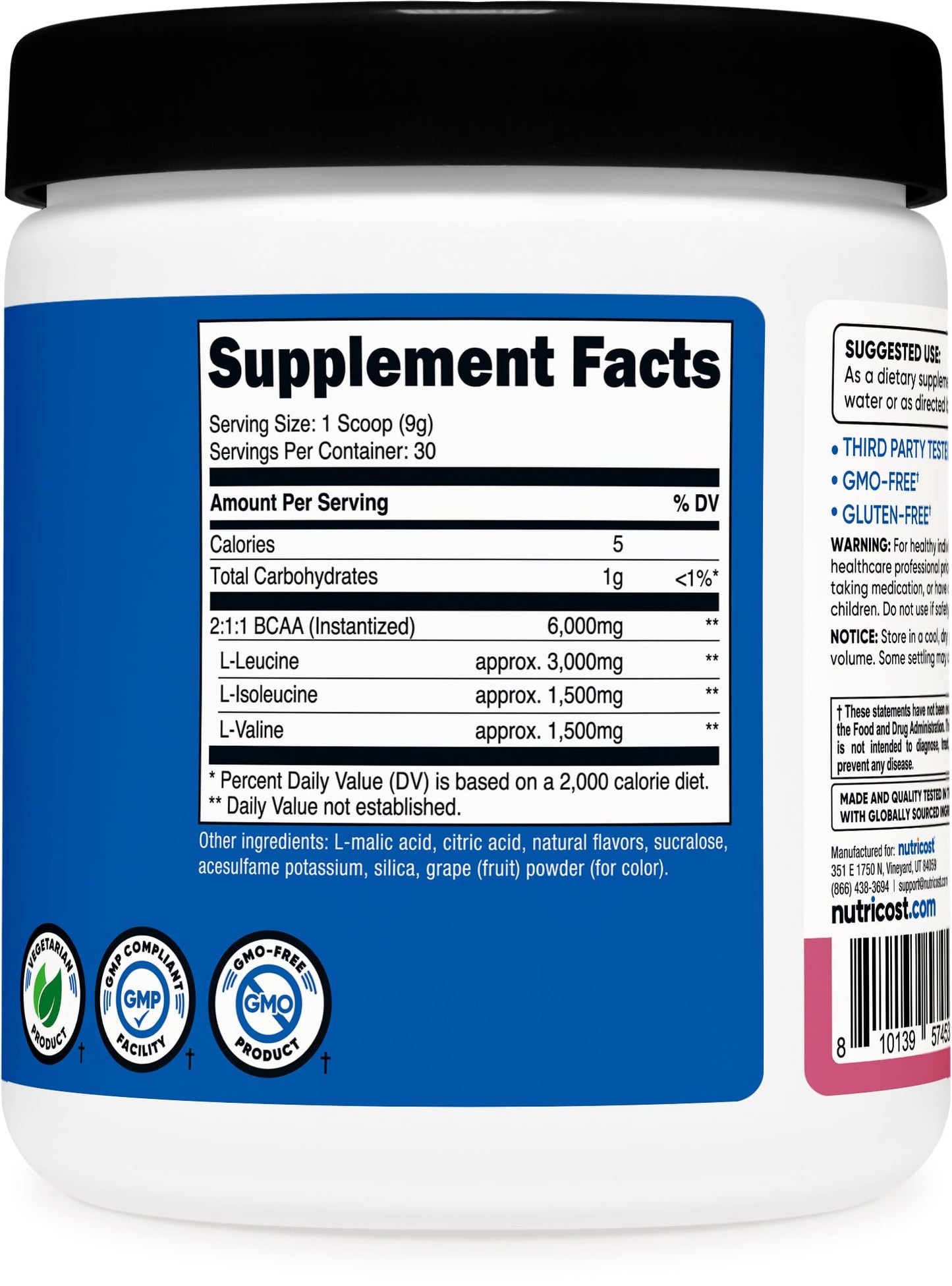 Nutricost BCAA Powder 2:1:1 โ Pomegranate Guava, 30 Servings