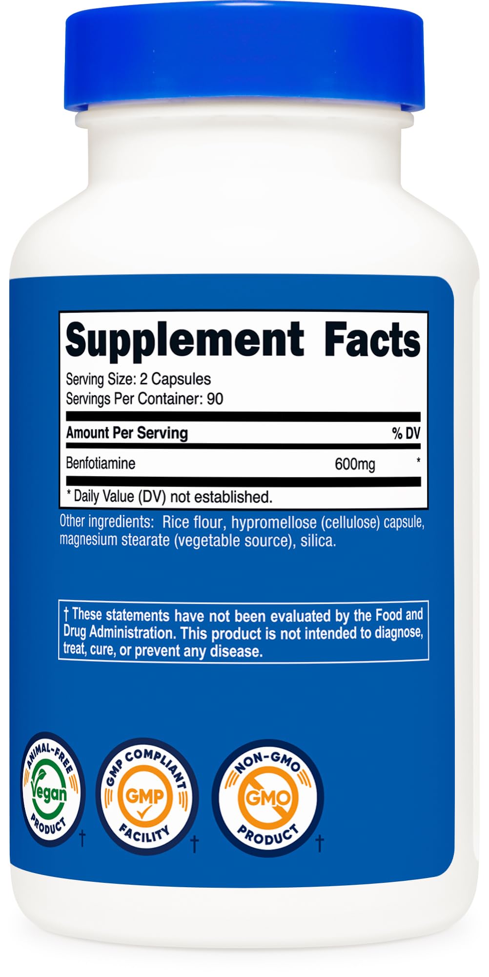 Nutricost Benfotiamine 600 mg | 180 Capsules โ Fat-Soluble Vitamin B1 (Thiamine) โ Gluten Free, Non-GMO, Vegan