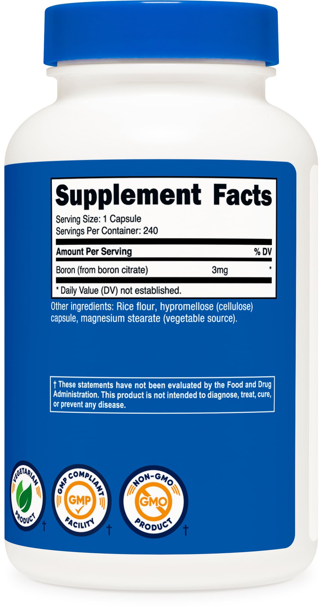 Nutricost Boron 3mg Supplement โ 240 Vegetarian Capsules | Gluten Free & Non-GMO