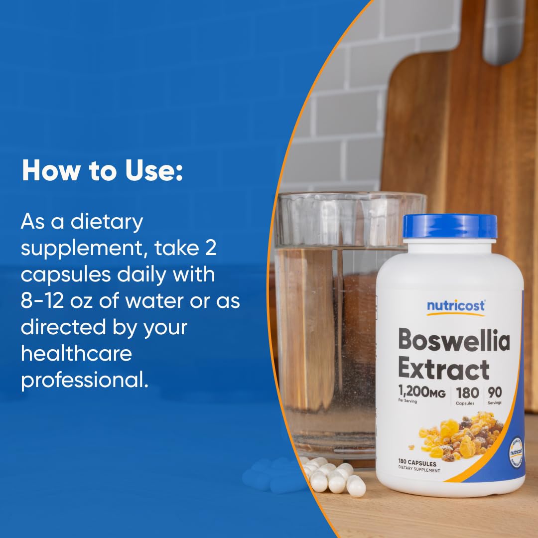 Nutricost Boswellia Extract Capsules 1200 mg | 180 Caps โ Vegan, Gluten Free, Non-GMO