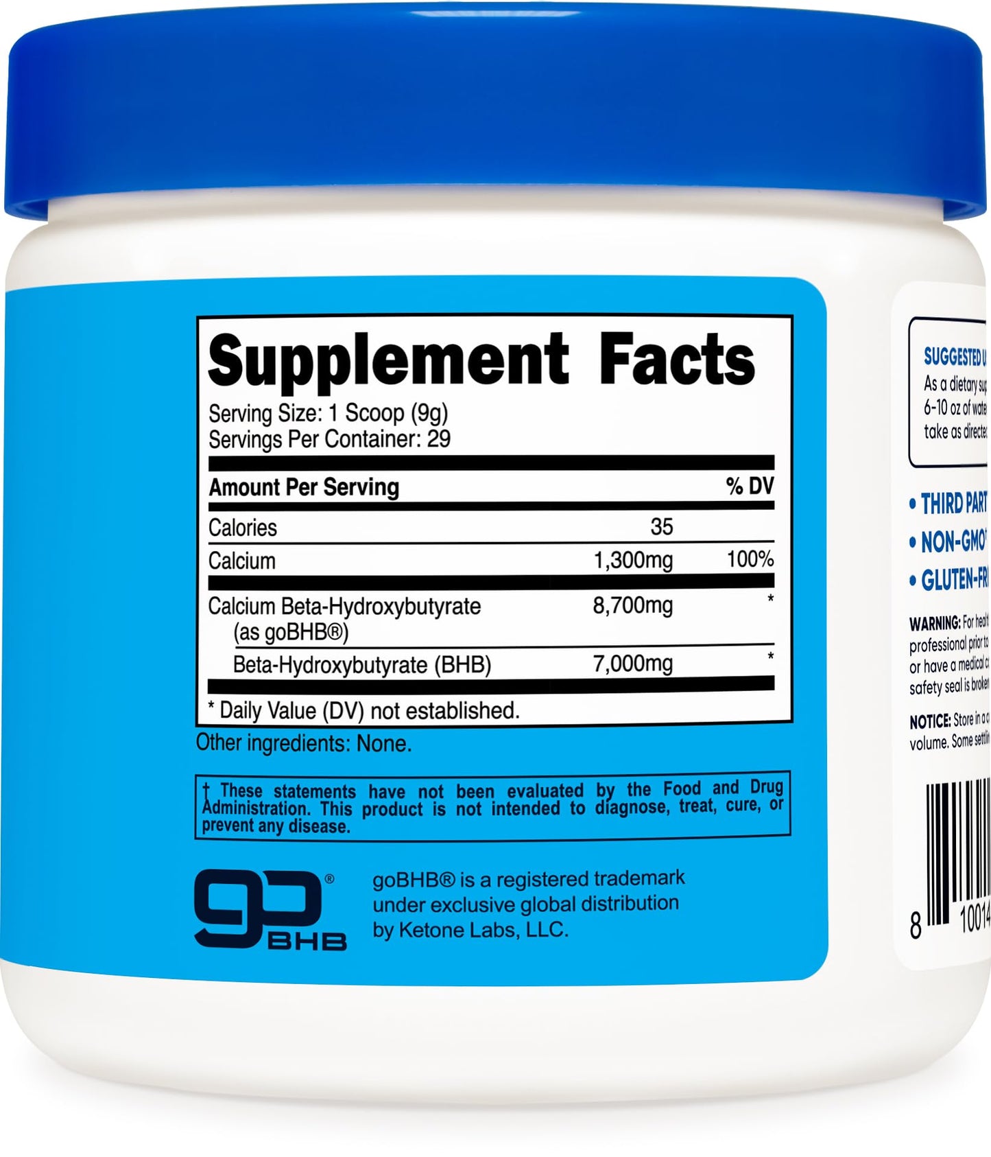 Nutricost Calcium BHB (250g) Unflavored โ Calcium Ketone Salt