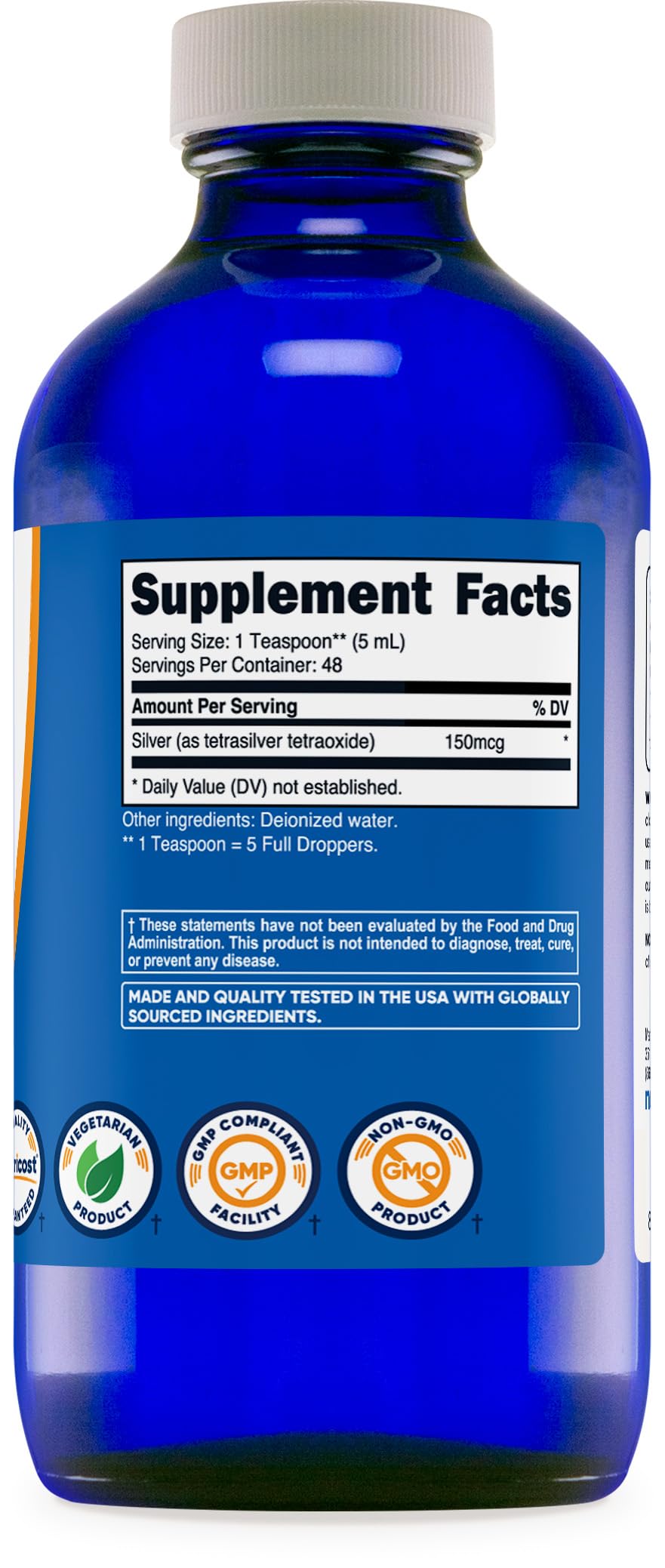 Nutricost Colloidal Silver 8oz โ Cobalt Blue Glass Bottles | Bio-Active