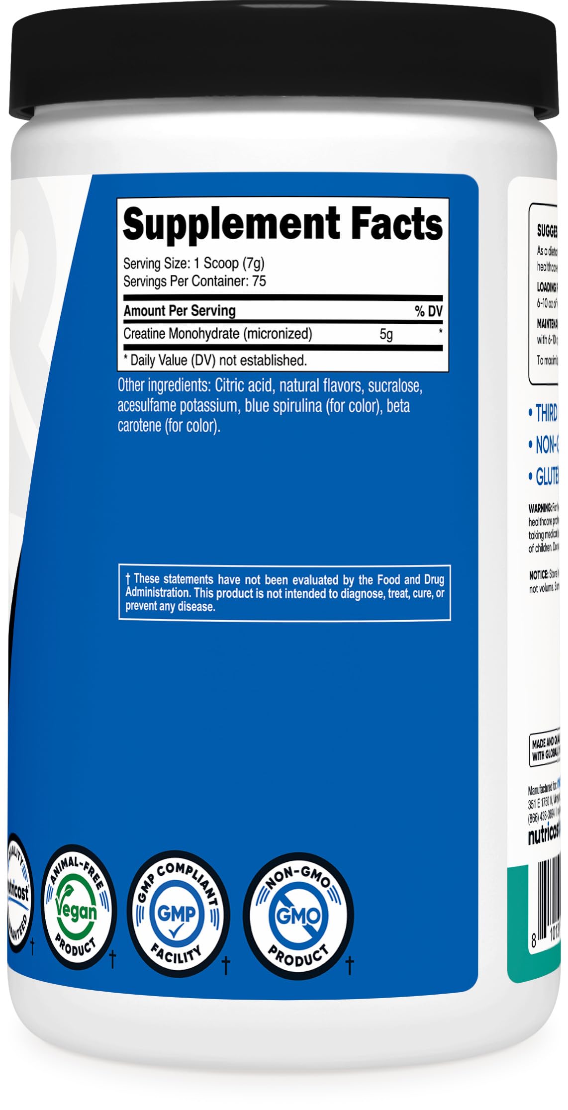 Nutricost Creatine Monohydrate Powder โ Coastal Explosion (500g) | Micronized, Vegan, GMO-Free, Gluten Free