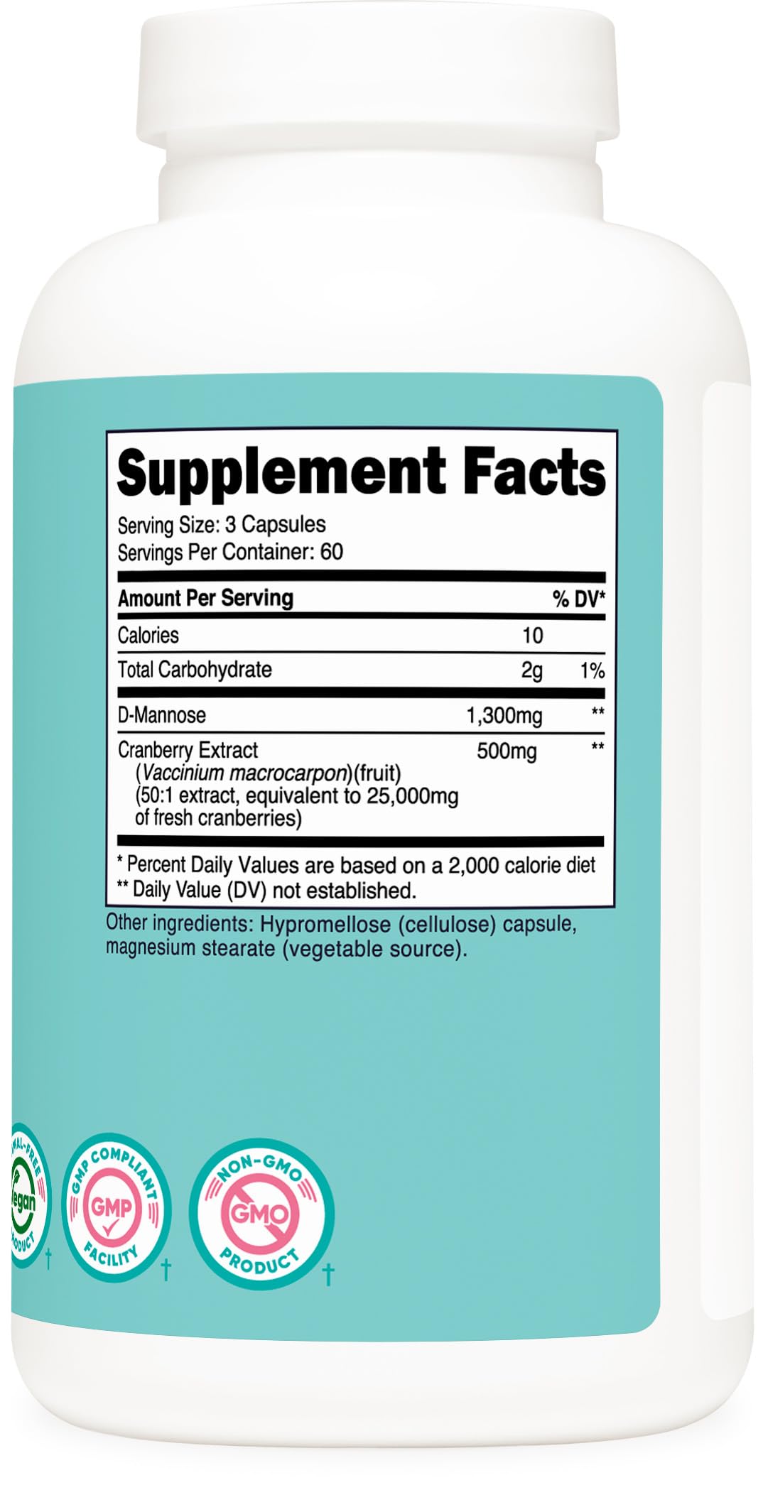 Nutricost D-Mannose with Cranberry Extract for Women โ 1300mg | 180 Capsules