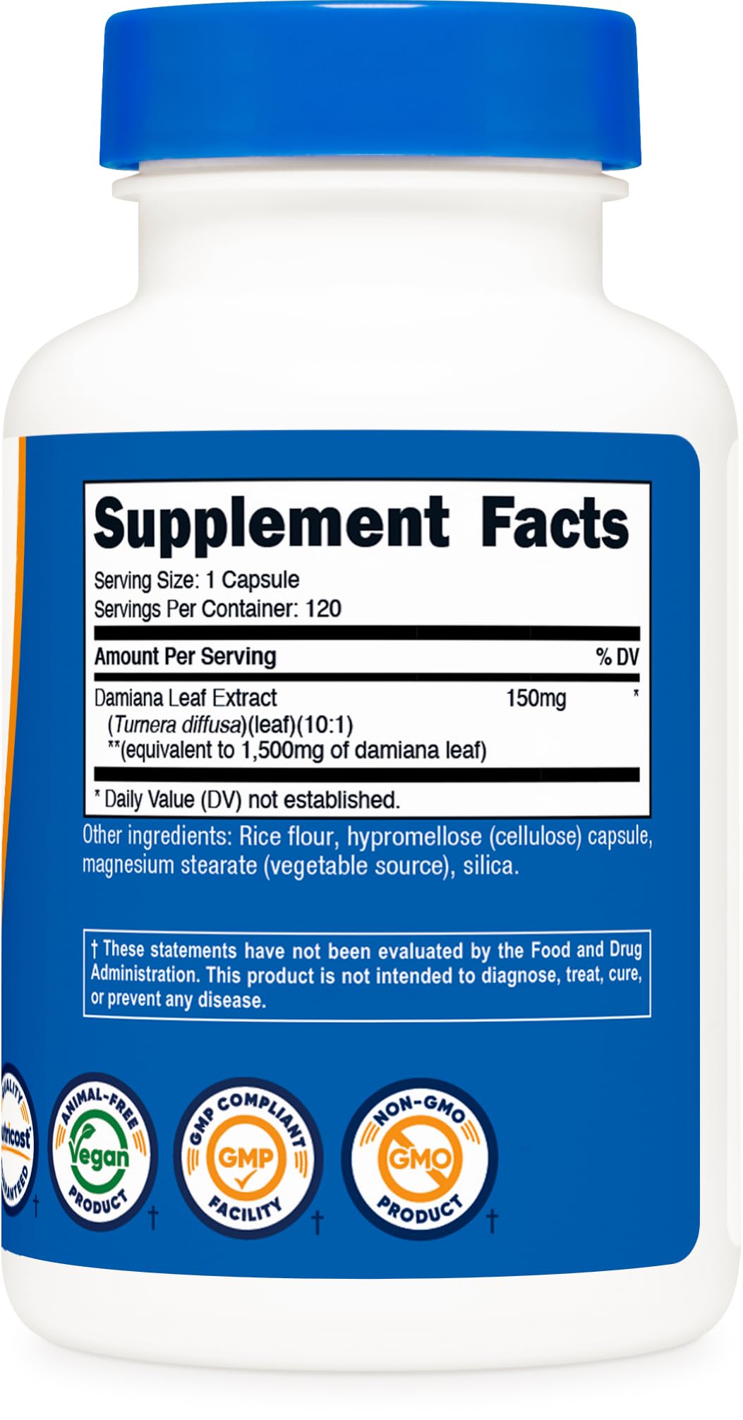 Nutricost Damiana Leaf Capsules (1500 mg Equivalent) โ 120 Capsules | Vegan, GMO-Free