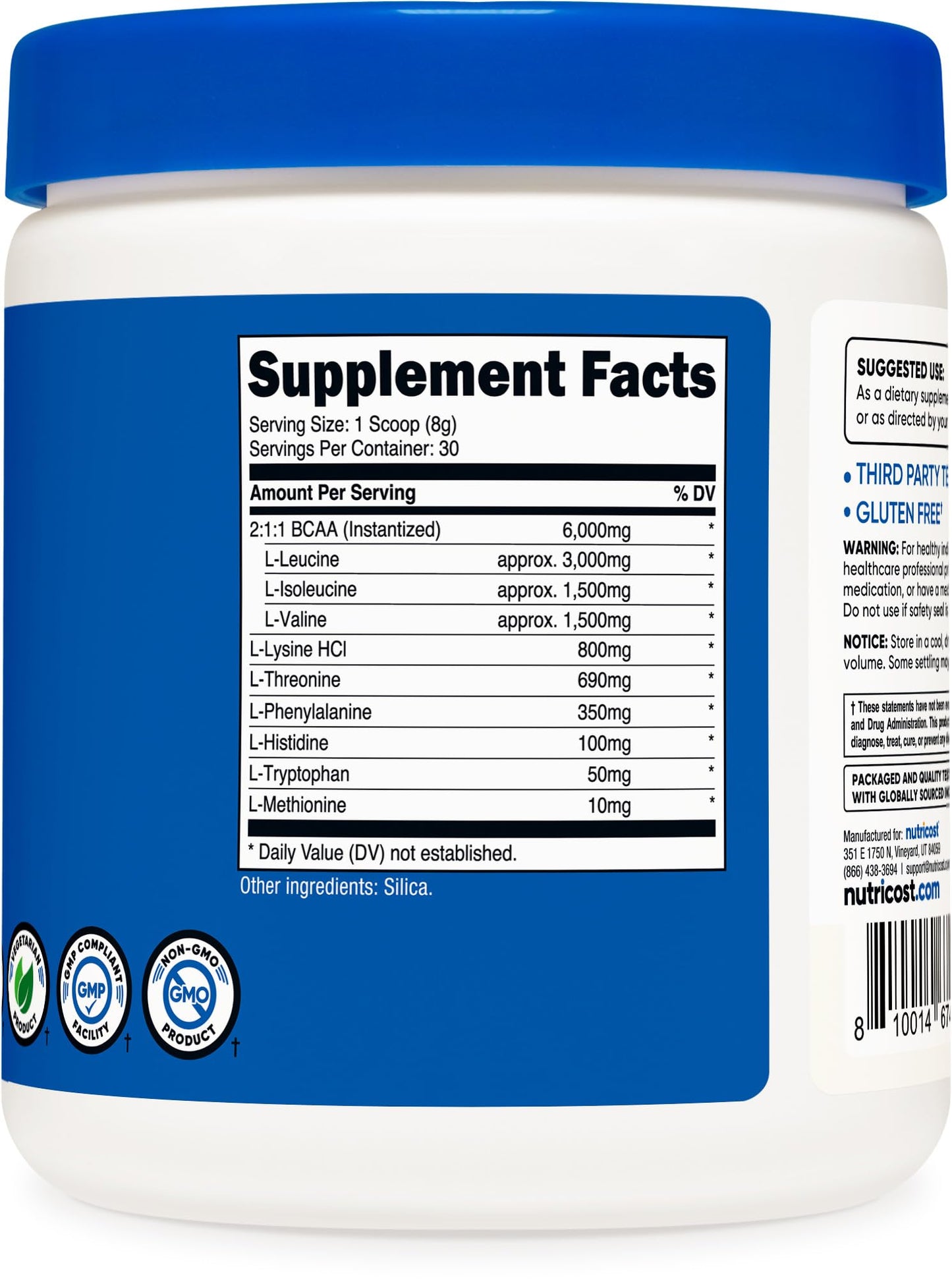 Nutricost EAA Powder 30 Servings (Unflavored) โ Essential Amino Acids | Non-GMO, Gluten Free, Vegetarian (Pack of 2)