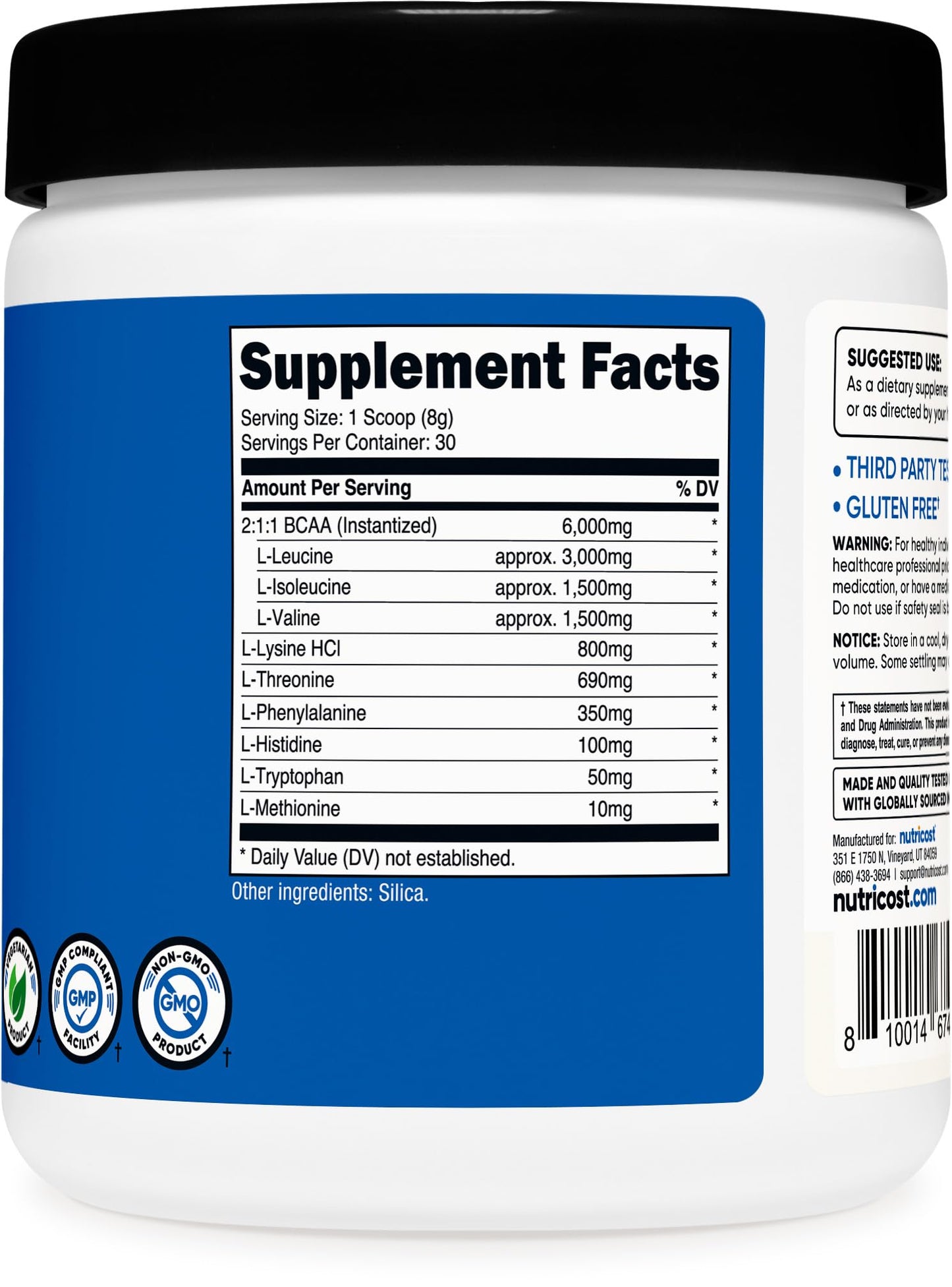 Nutricost EAA Powder 30 Servings (Unflavored) โ Essential Amino Acids, Non-GMO, Gluten Free, Vegetarian Friendly