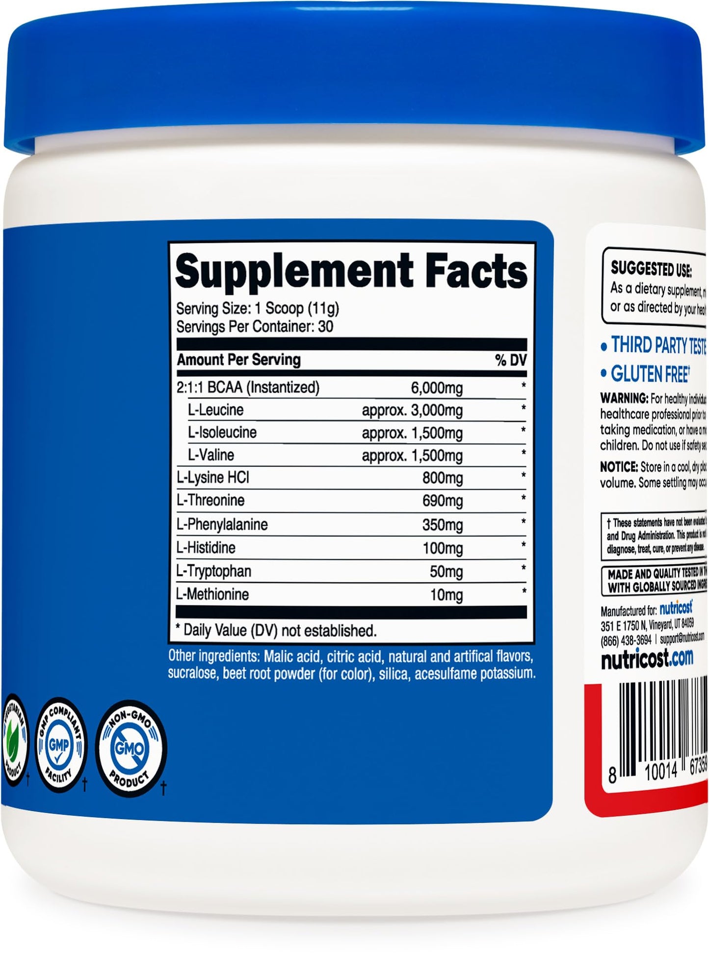 Nutricost EAA Powder 30 Servings (Fruit Punch) โ Essential Amino Acids, Non-GMO, Gluten Free, Vegetarian Friendly