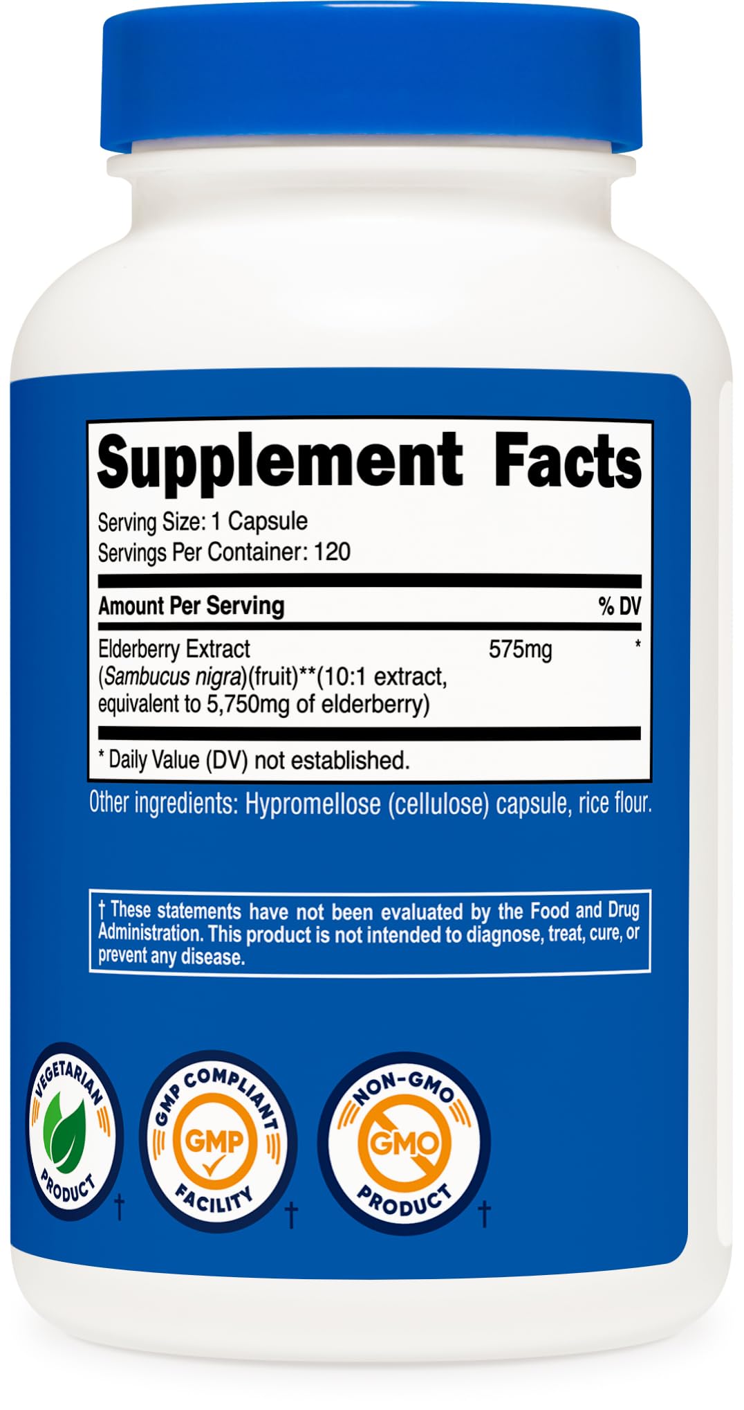 Nutricost Elderberry Capsules 575mg (120) โ Pack of 2 | Black Elderberry, Vegetarian, Gluten Free, Non-GMO