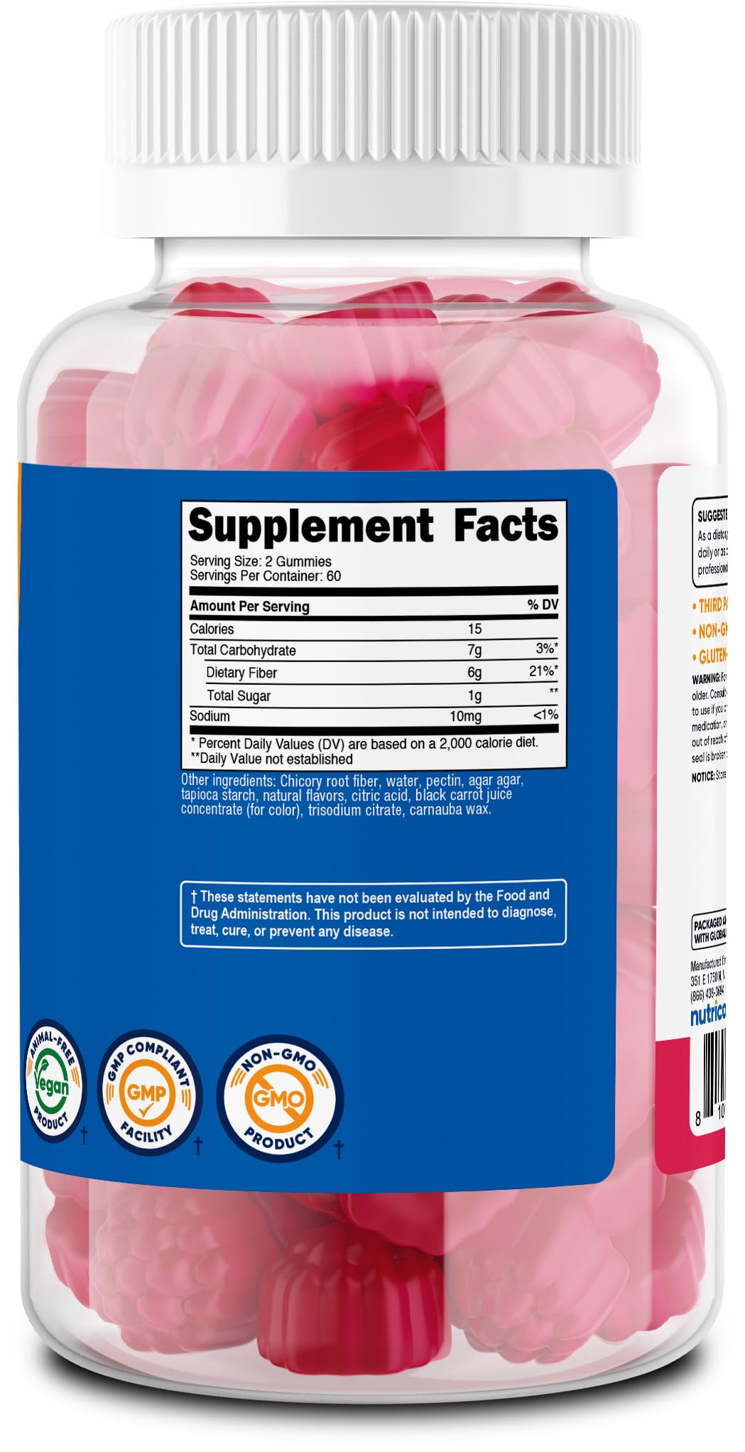 Nutricost Fiber Gummies (Berry Flavored) โ 6g per Serving, 120 Gummies, Vegan