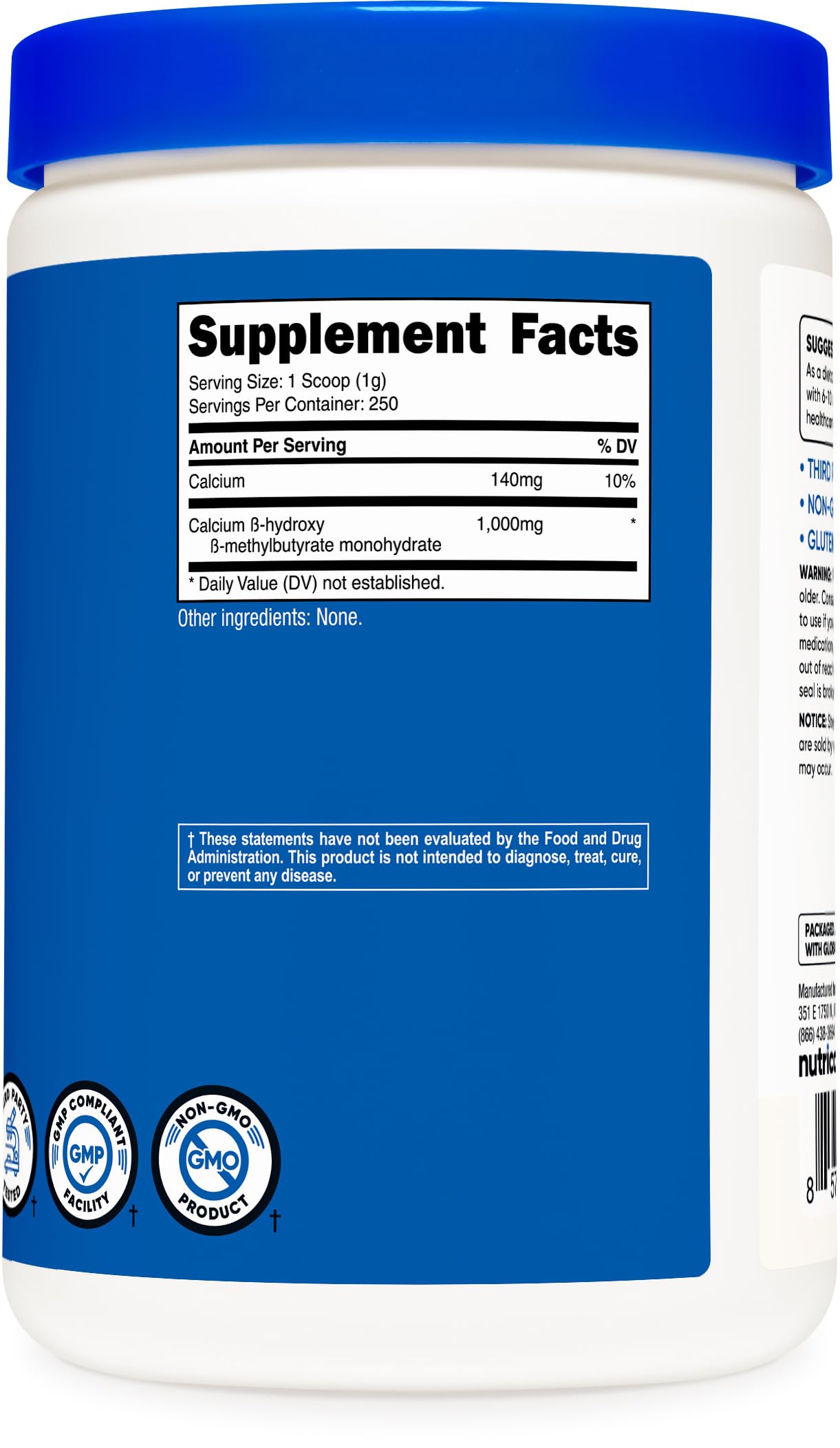 Nutricost HMB Powder 250g โ Gluten Free & Non-GMO