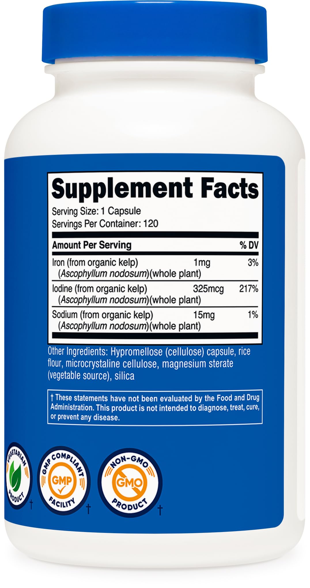 Nutricost Iodine 325mcg โ 120 Capsules | Natural Sea Kelp, Non-GMO & Gluten Free
