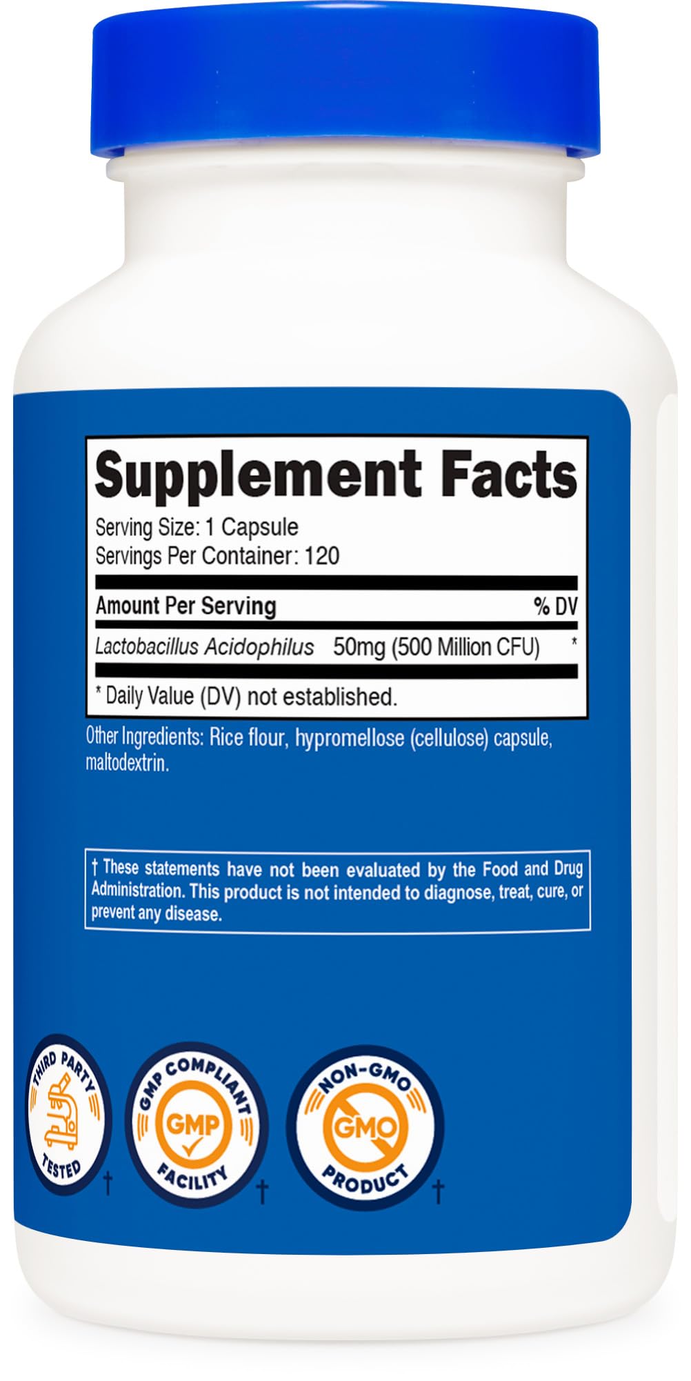 Nutricost Lactobacillus Acidophilus 500 Million CFU โ 120 Capsules