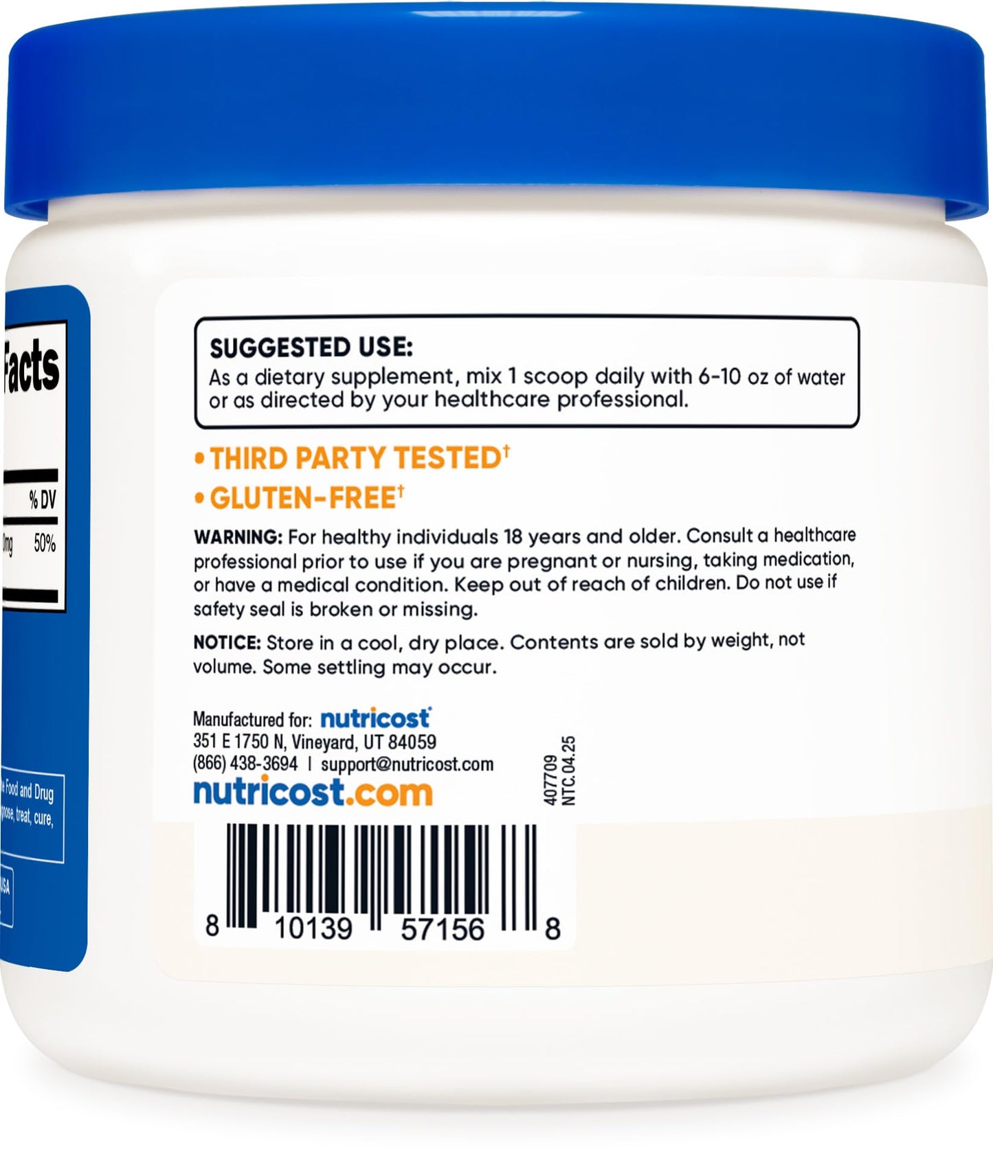 Nutricost Magnesium Glycinate Powder 250g โ Unflavored, 210 mg per Serving