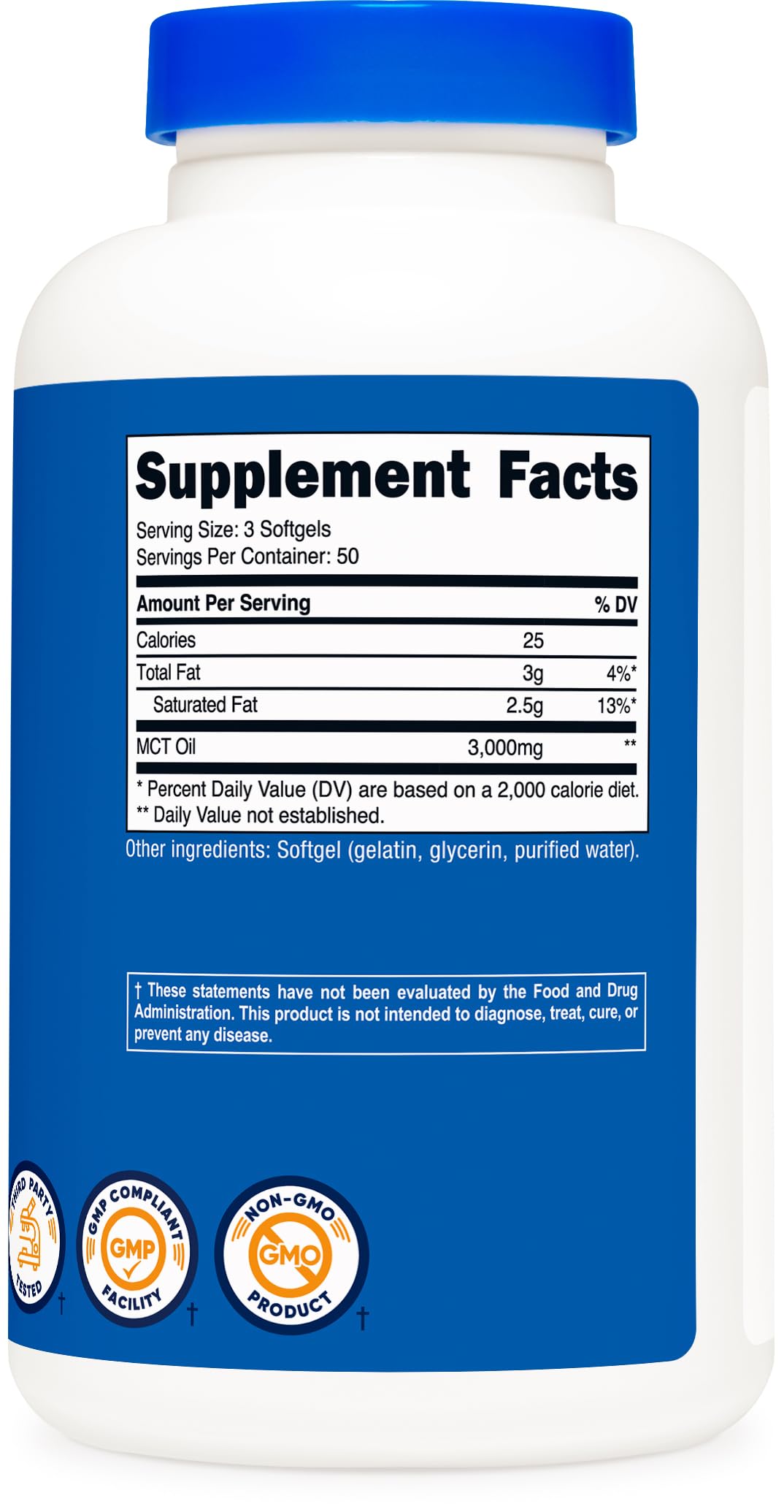 Nutricost MCT Oil Softgels 1000mg, 150 Softgels (3,000mg Serv) โ Great for Keto, Ketosis and Ketogenic Diets