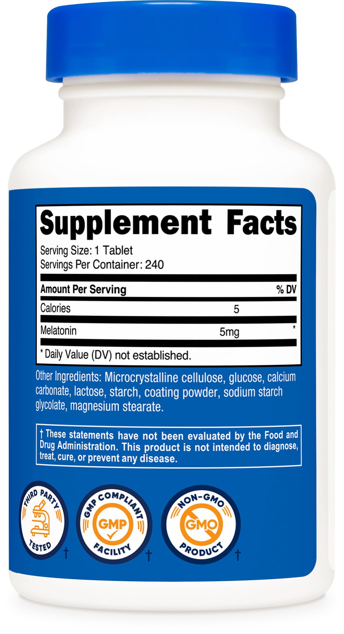 Nutricost Melatonin 5mg - 240 Tablets (Pack of 2) | Non-GMO, Gluten Free