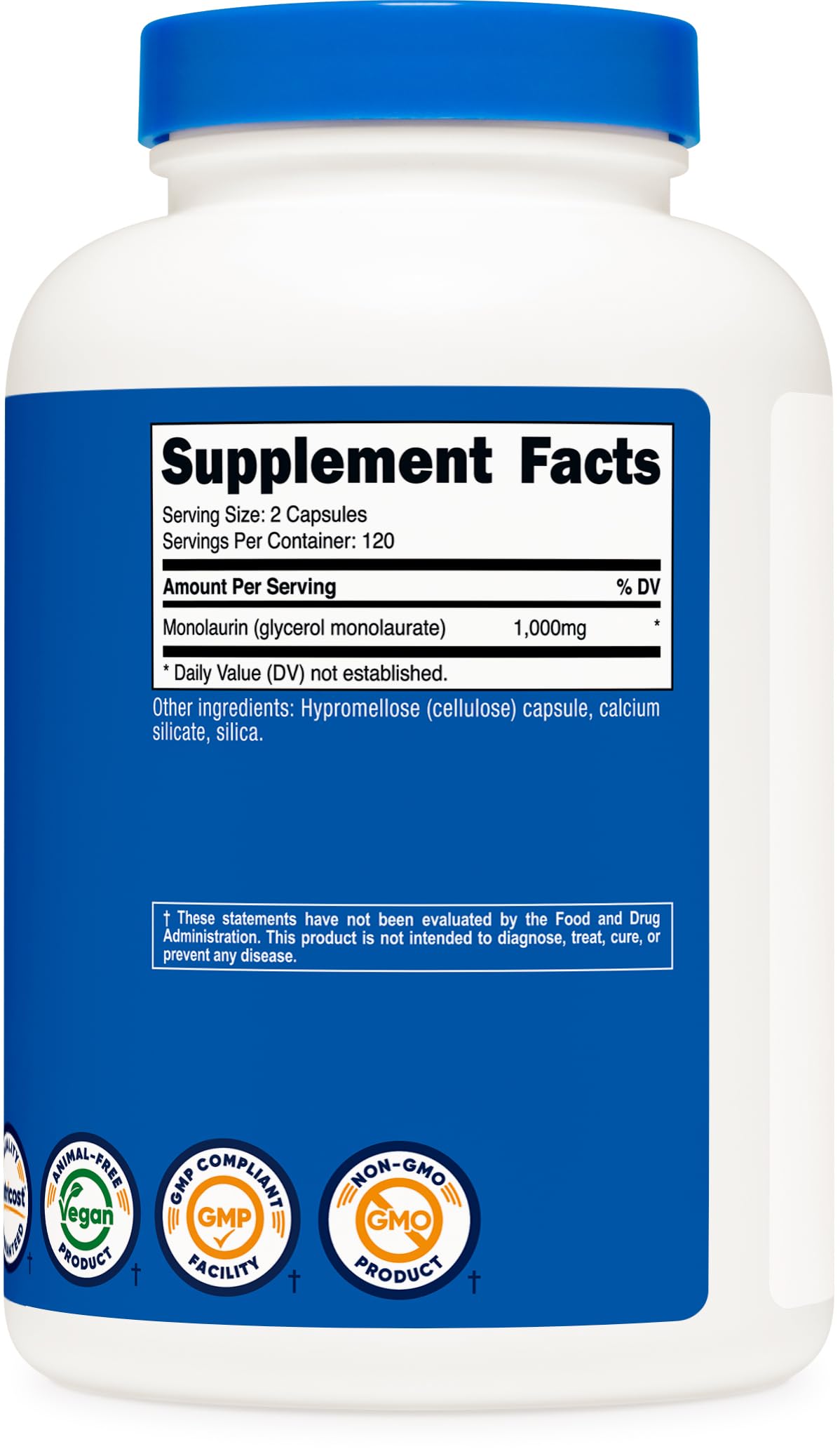 Nutricost Monolaurin 1000 mg - 240 Capsules, 120 Servings - Gluten-Free, Non-GMO, Vegan (Pack of 2)