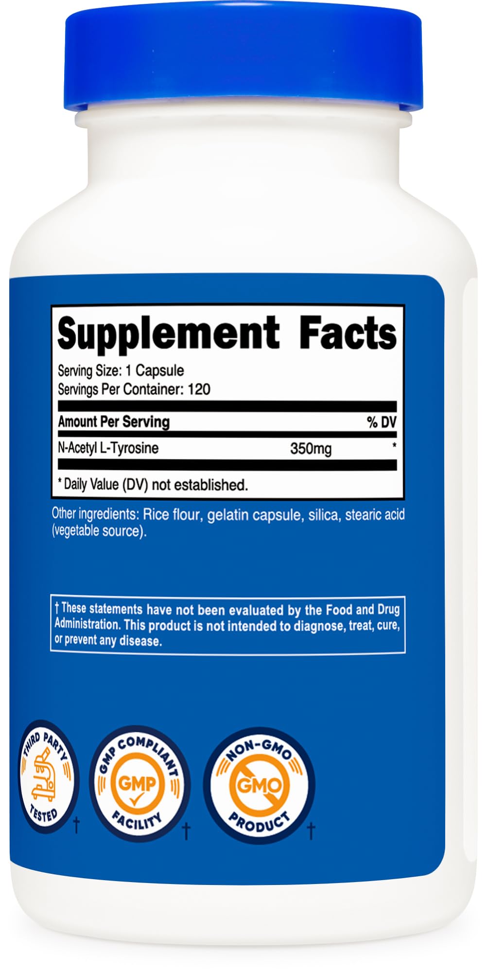 Nutricost N-Acetyl L-Tyrosine (NALT) 350mg โ 120 Capsules | Gluten Free, Non-GMO