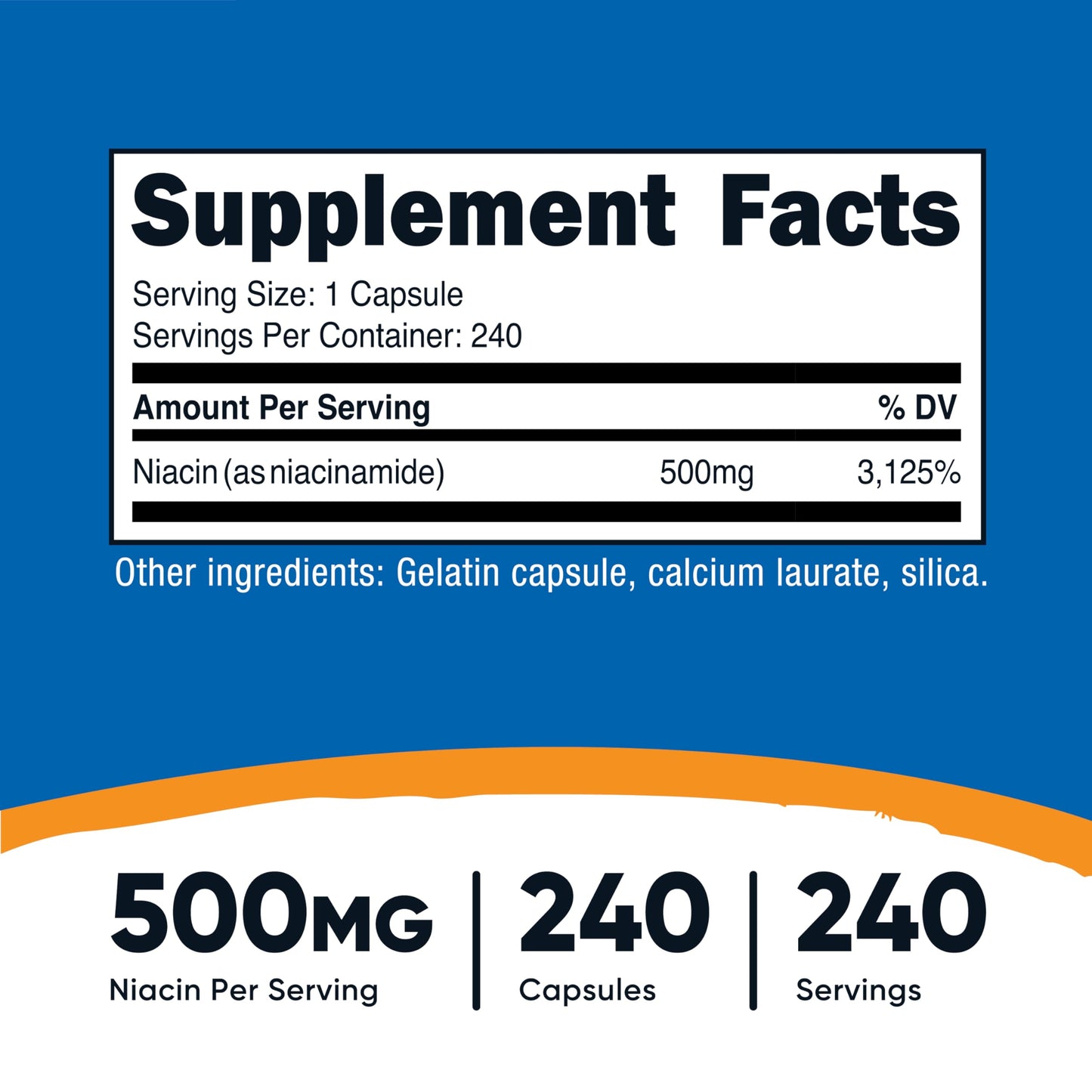 Nutricost Niacinamide 500mg (Vitamin B3) โ 240 Capsules | Non-GMO, Gluten Free, Flush Free