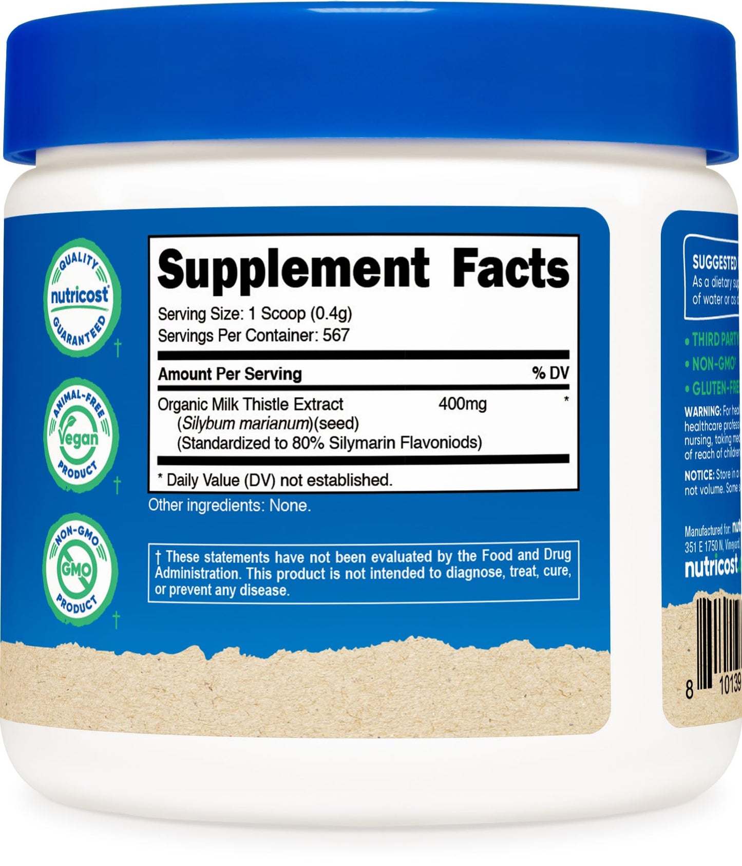 Nutricost Organic Milk Thistle 8 oz (Unflavored) โ Non-GMO, Gluten-Free