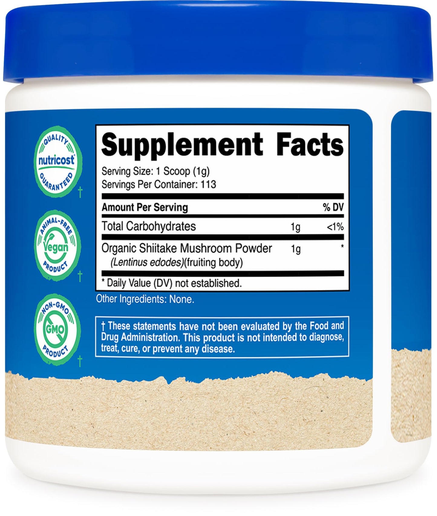 Nutricost Organic Shiitake Mushroom Powder 4 oz โ Gluten Free, Non-GMO