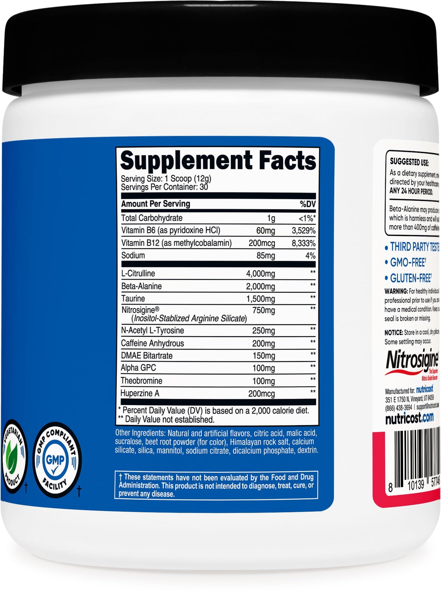 Nutricost Pre-Workout Powder Strawberry Margarita โ 30 Servings, GMO-Free & Gluten-Free