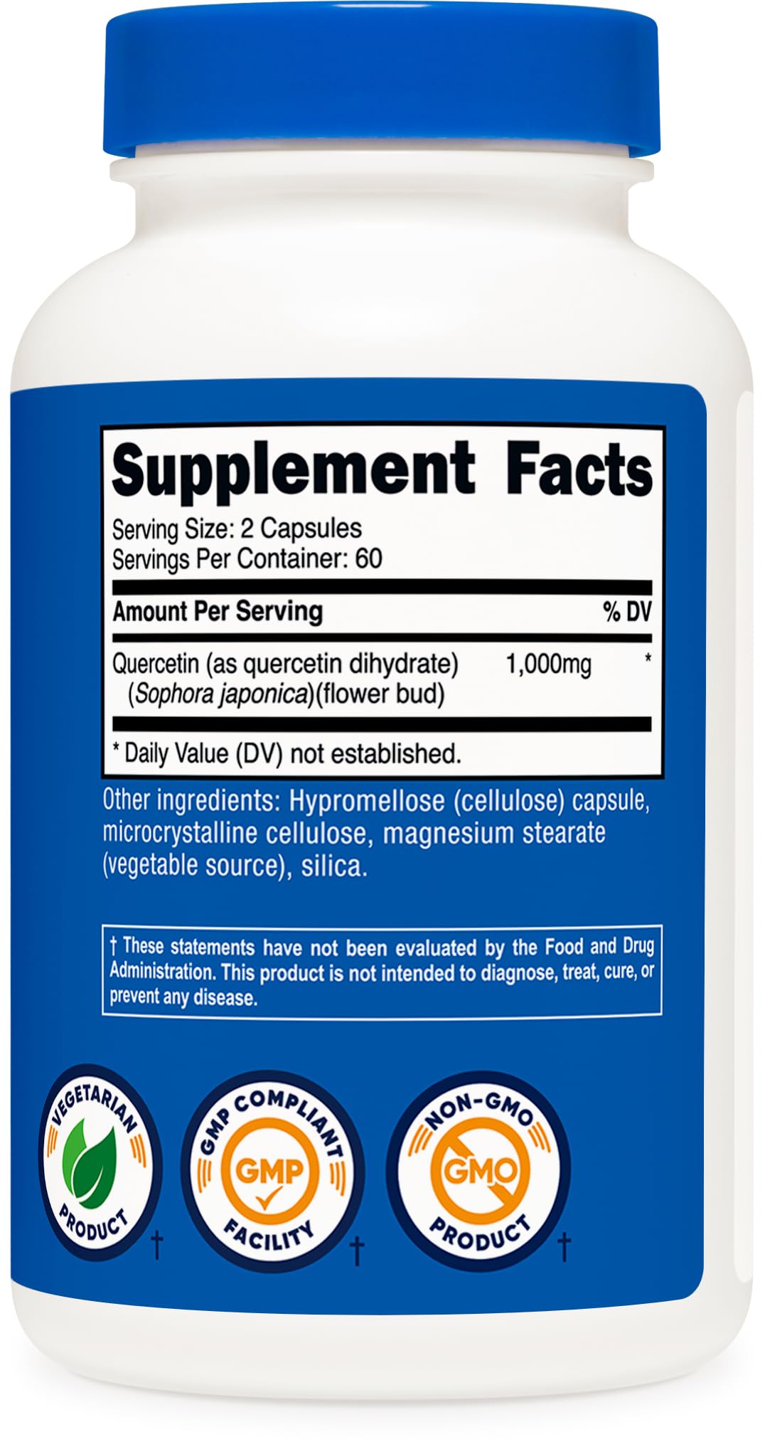 Nutricost Quercetin 1000mg โ 120 Vegetarian Capsules | 60 Servings, Non-GMO & Gluten Free