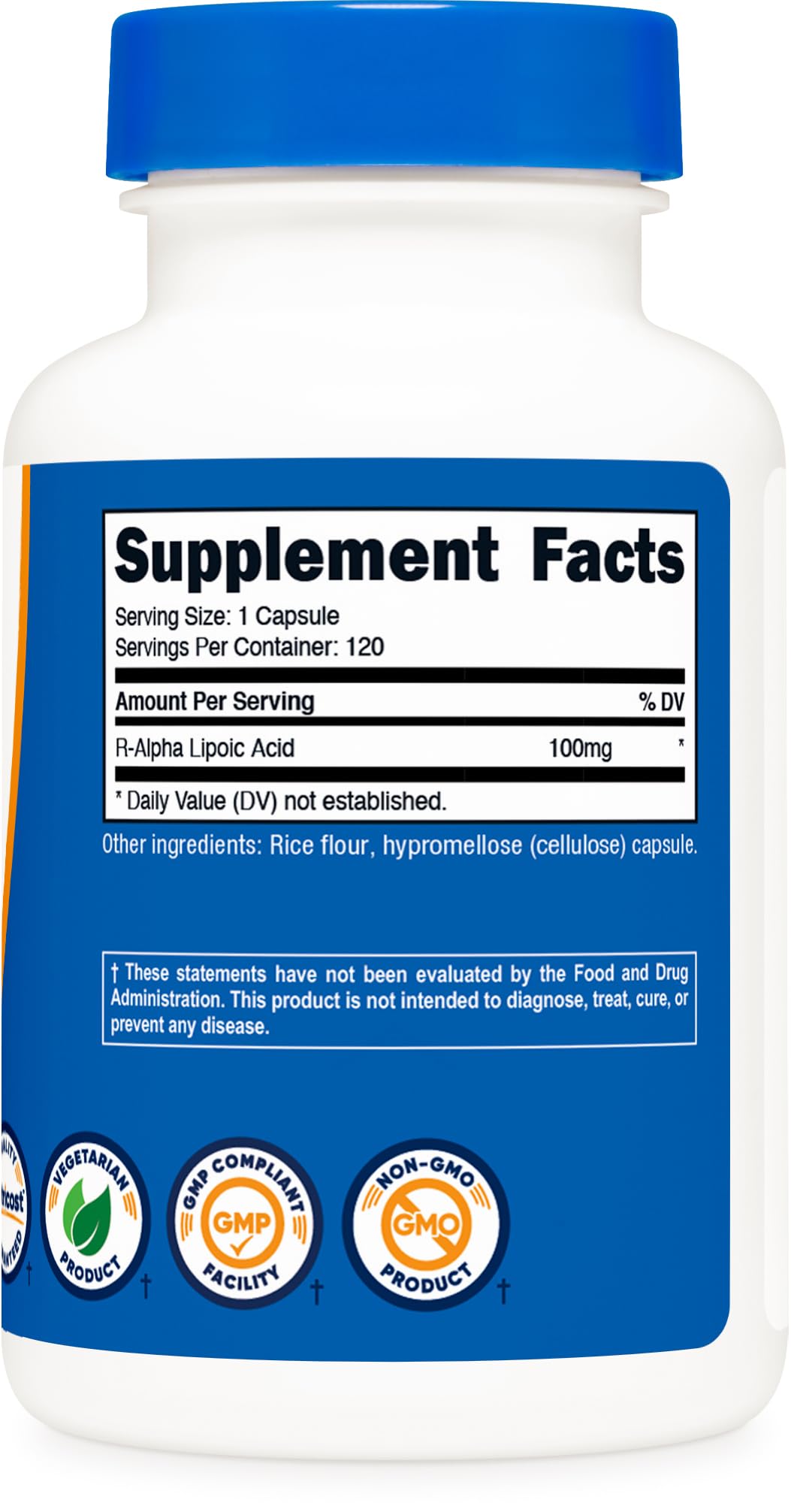 Nutricost R-Alpha Lipoic Acid 100mg, 120 Veggie Capsules โ Non-GMO, Gluten Free