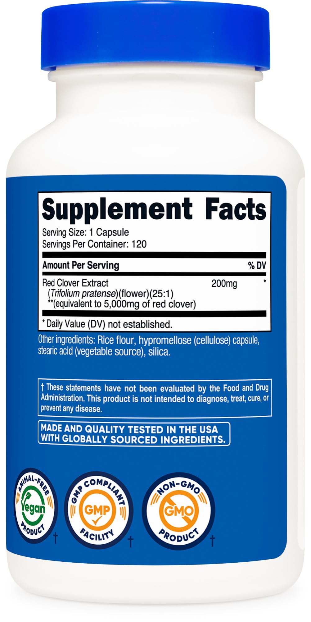 Nutricost Red Clover Blossoms โ 5000 mg Equivalent, 120 Vegan Capsules