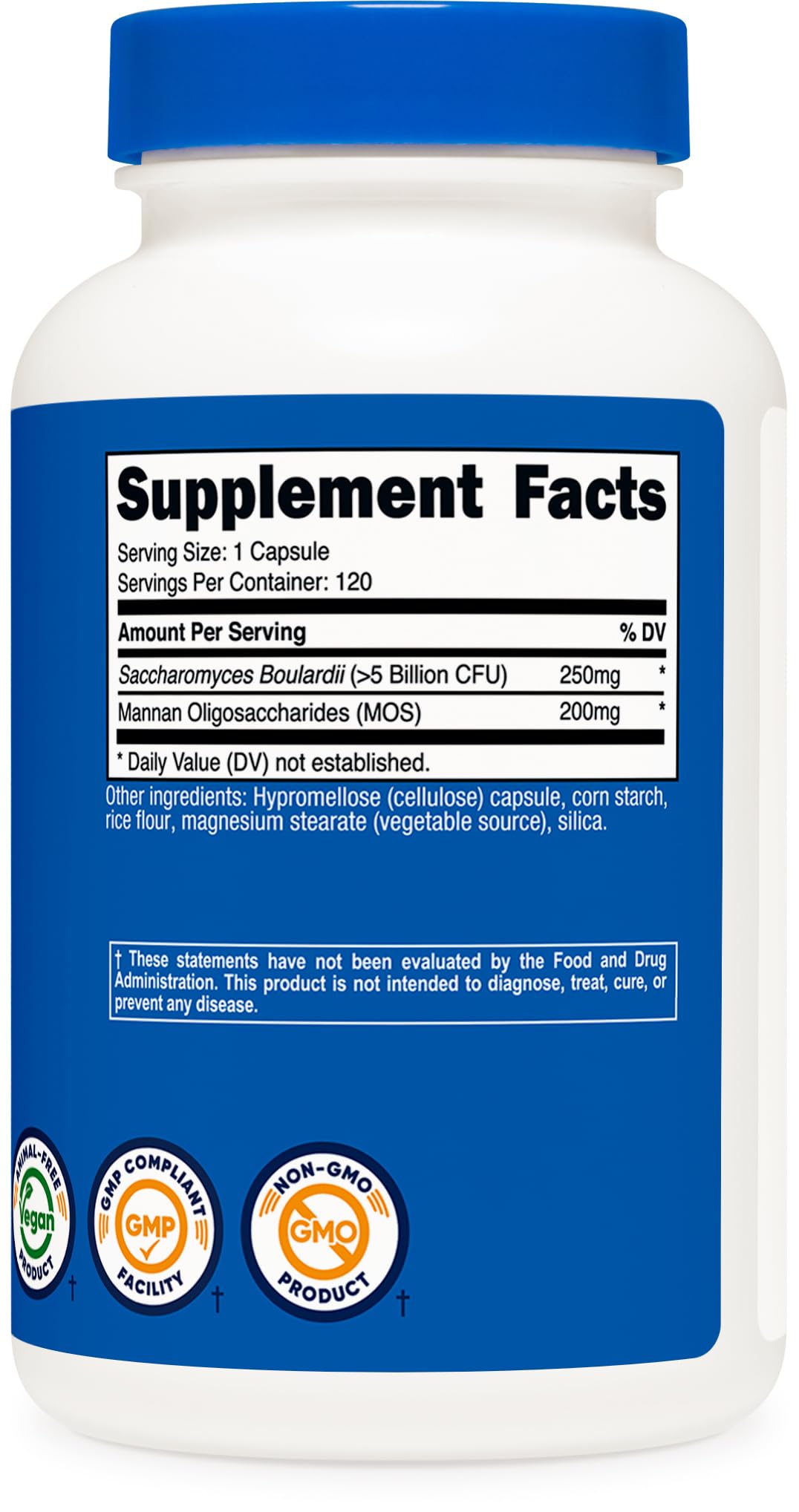 Nutricost Saccharomyces Boulardii + MOS โ 5B CFU, 120 Servings