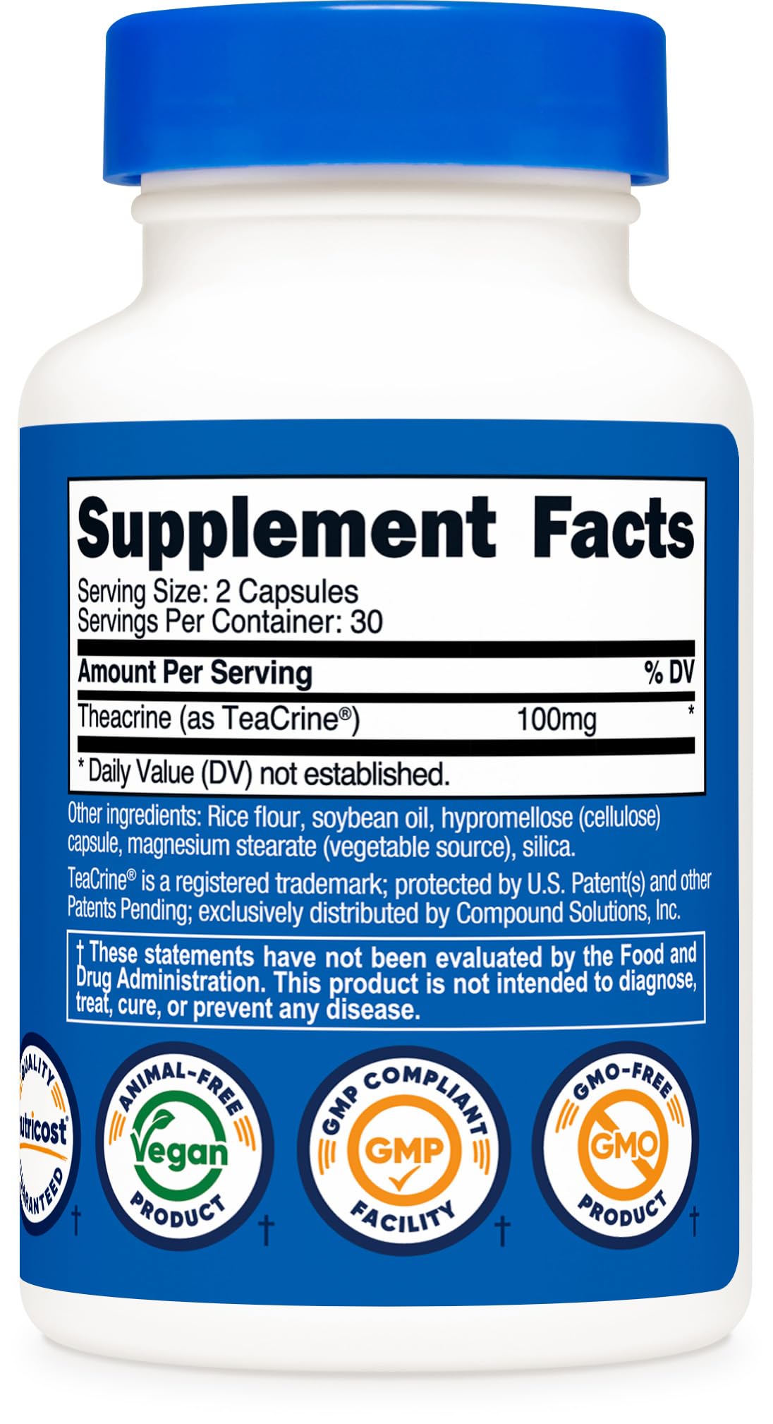 Nutricost Theacrine Teacrine 100 mg โ 60 Capsules (30 Servings) | Vegan & GMO-Free