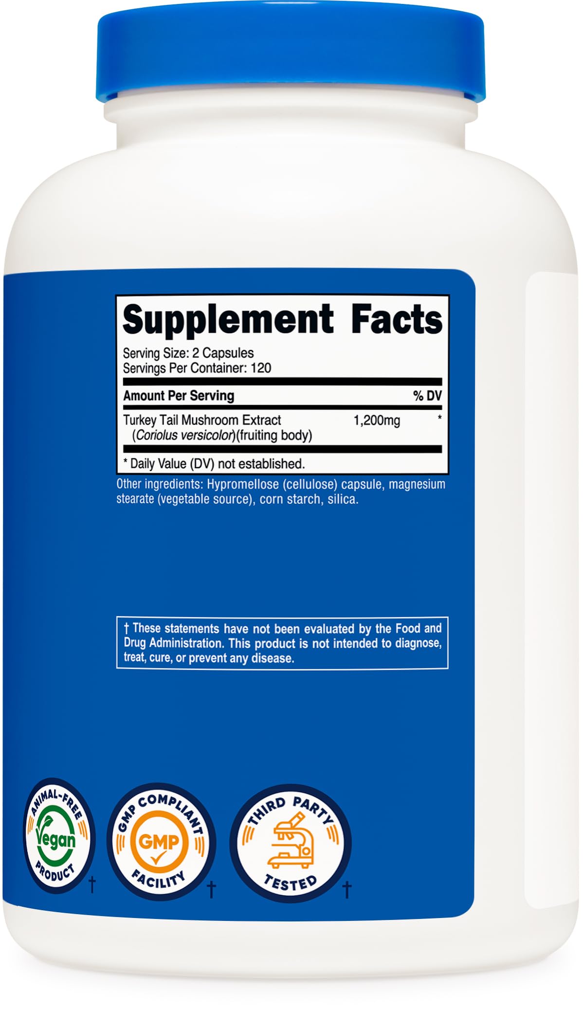 Nutricost Turkey Tail Mushroom Capsules 1200mg โ 120 Servings, Vegetarian, Gluten Free