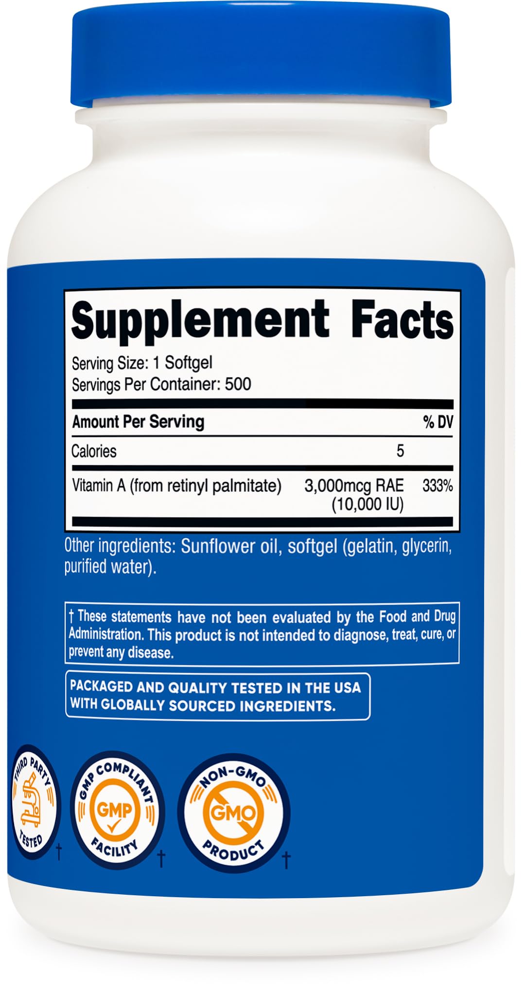 Nutricost Vitamin A 10,000 IU โ 500 Softgels | Non-GMO, Gluten Free